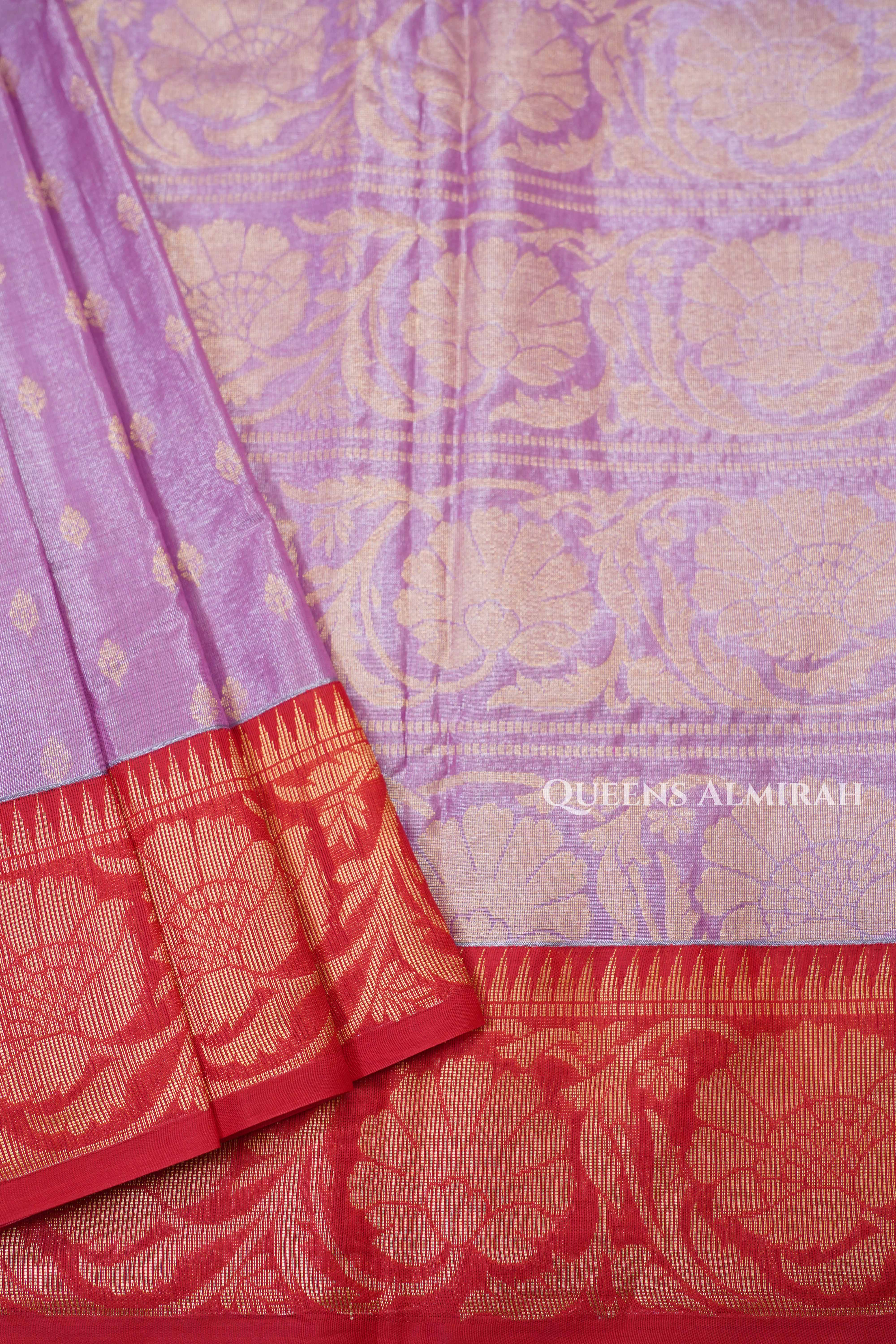 Lilly Pink With Red Tissue Silk Cotton Saree
