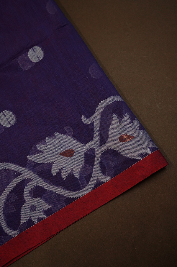 PURPLE MUSLIN JAMDANI SAREE - Queens Jewel Emporium