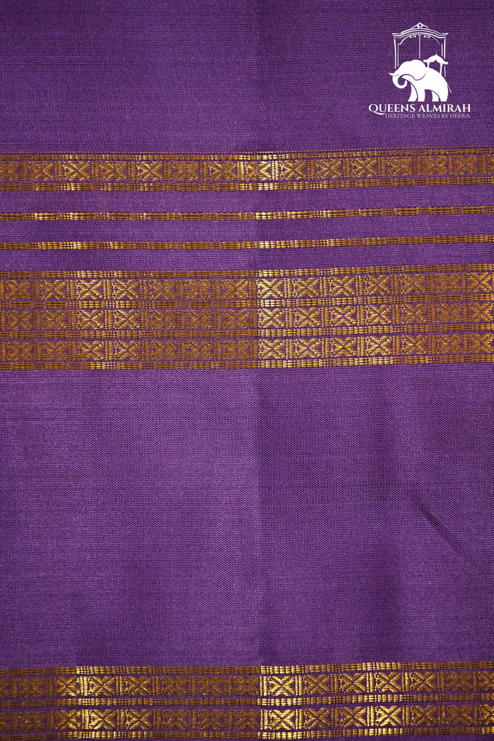 THISTLE PURPLE WITH WOVEN BORDER KANCHIVARAM SILK SAREE - Queens Jewel Emporium