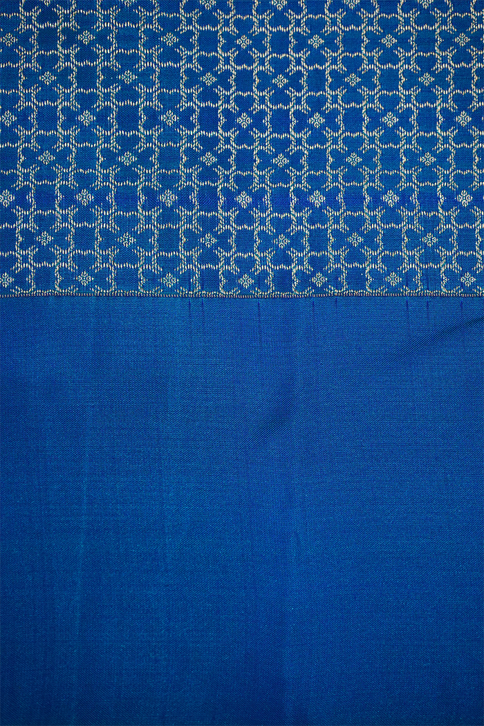 METALLIC BLUE WITH CYAN BLUE PURE KANCHIVARAM SILK SAREE - Queens Jewel Emporium