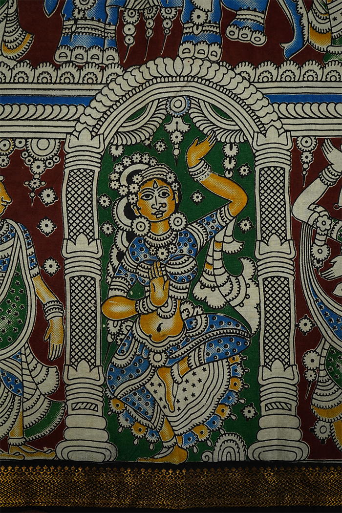 DEEP BROWN WITH MARINE BLUE MAGALGIRI SAREE - Queens Jewel Emporium