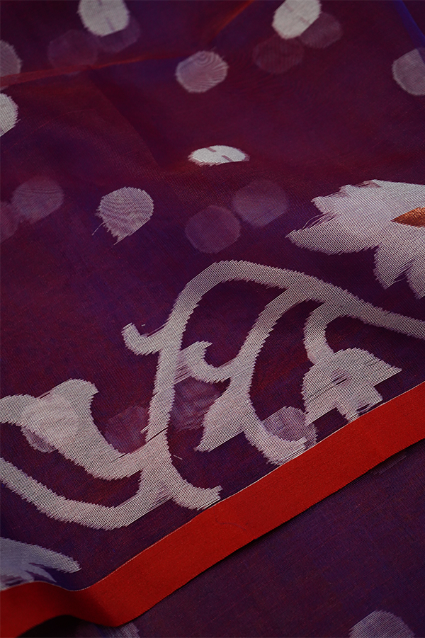 PURPLE MUSLIN JAMDANI SAREE - Queens Jewel Emporium