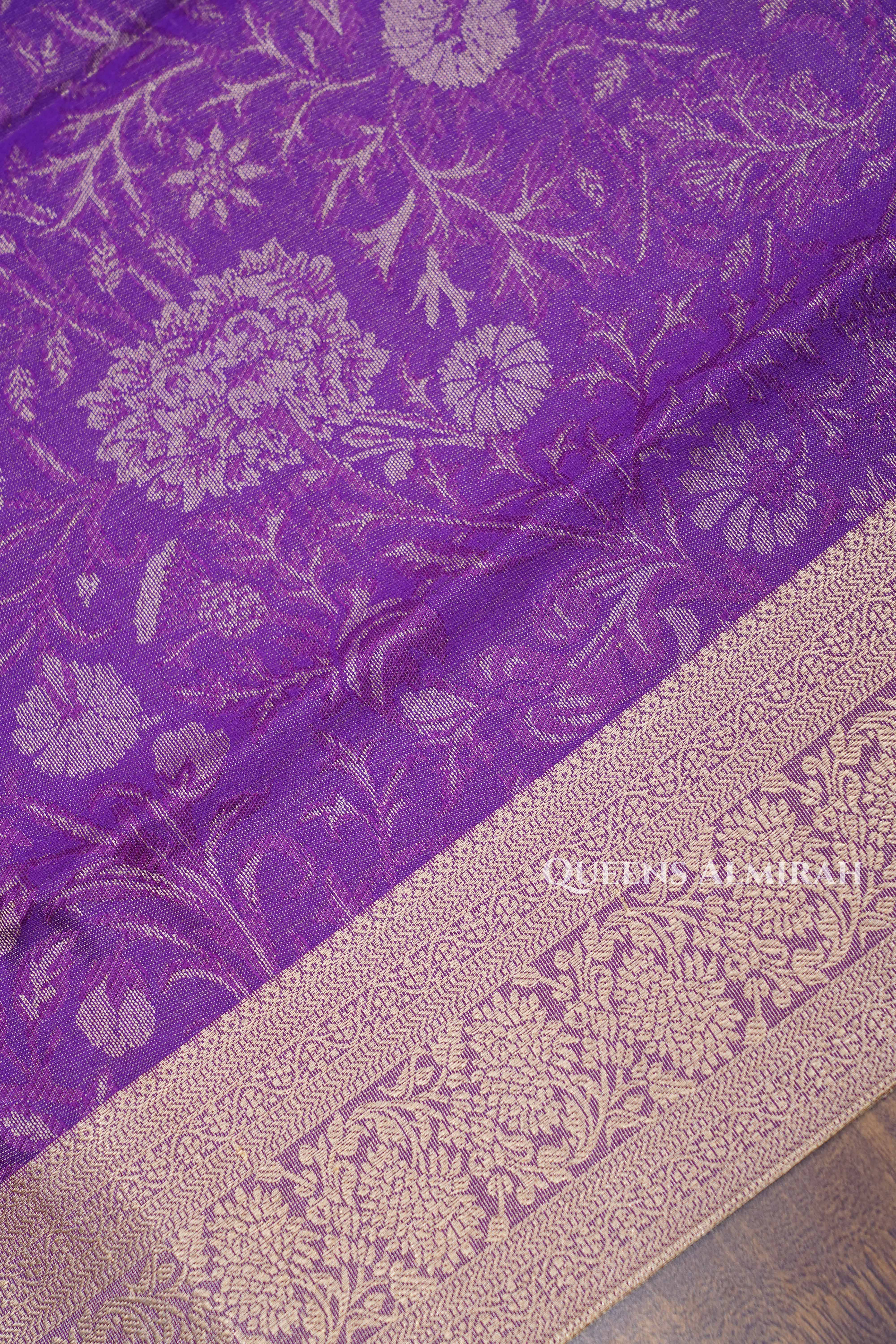 Dark Lavender Pashmina Silk Saree