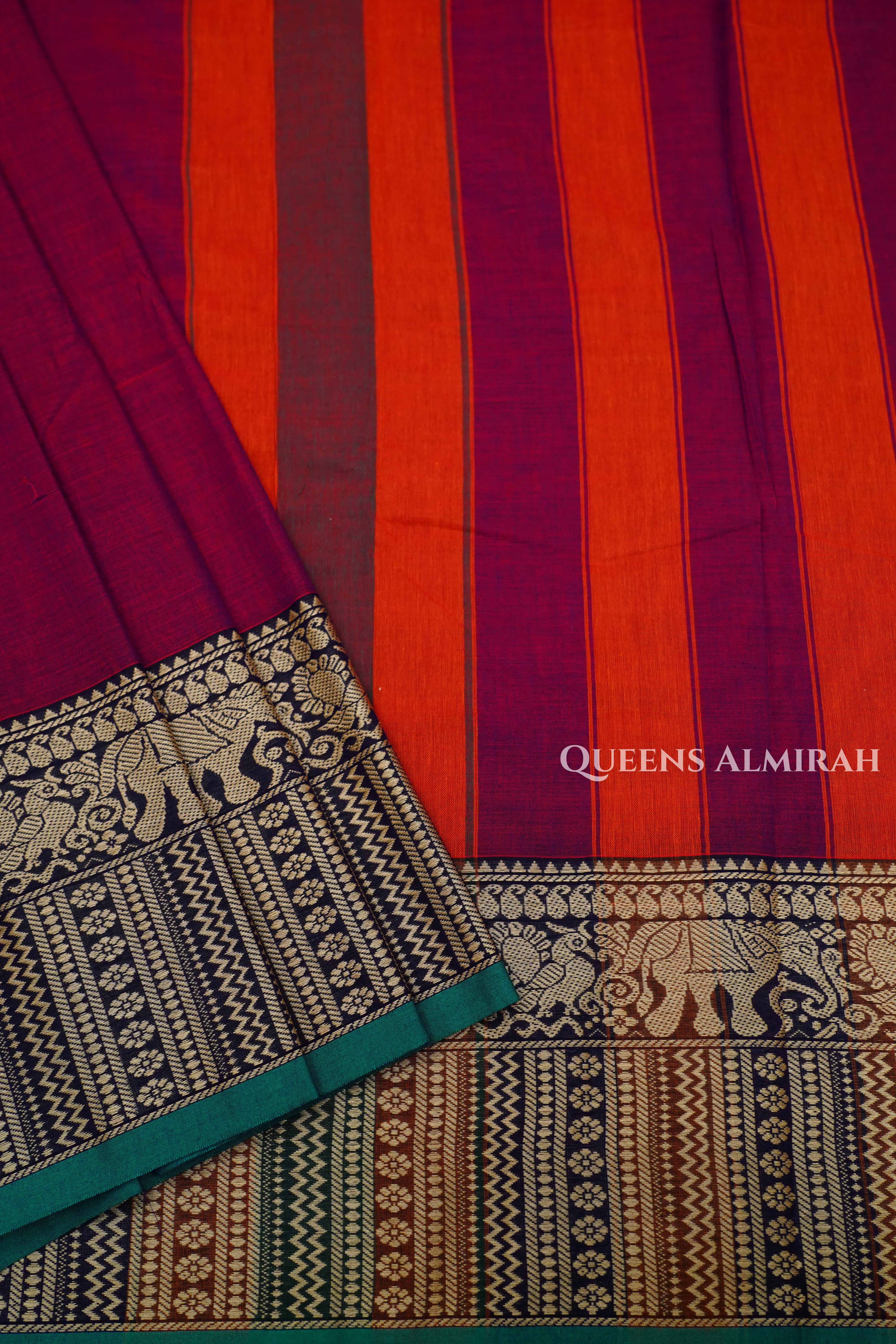 Red Wine Narayanpet Cotton Saree