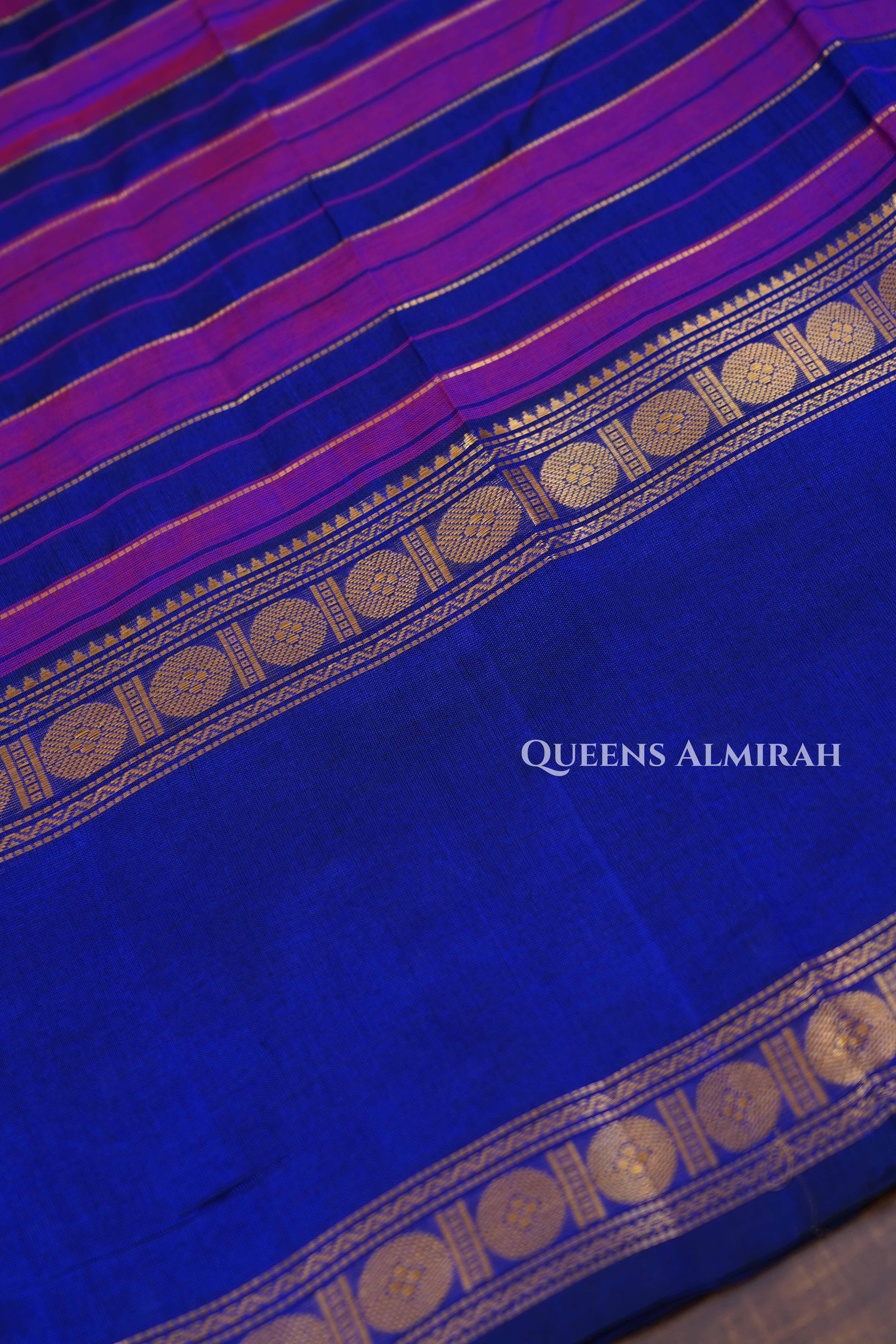 Royal Blue With Purple Pure Kanchi Silk Cotton Saree