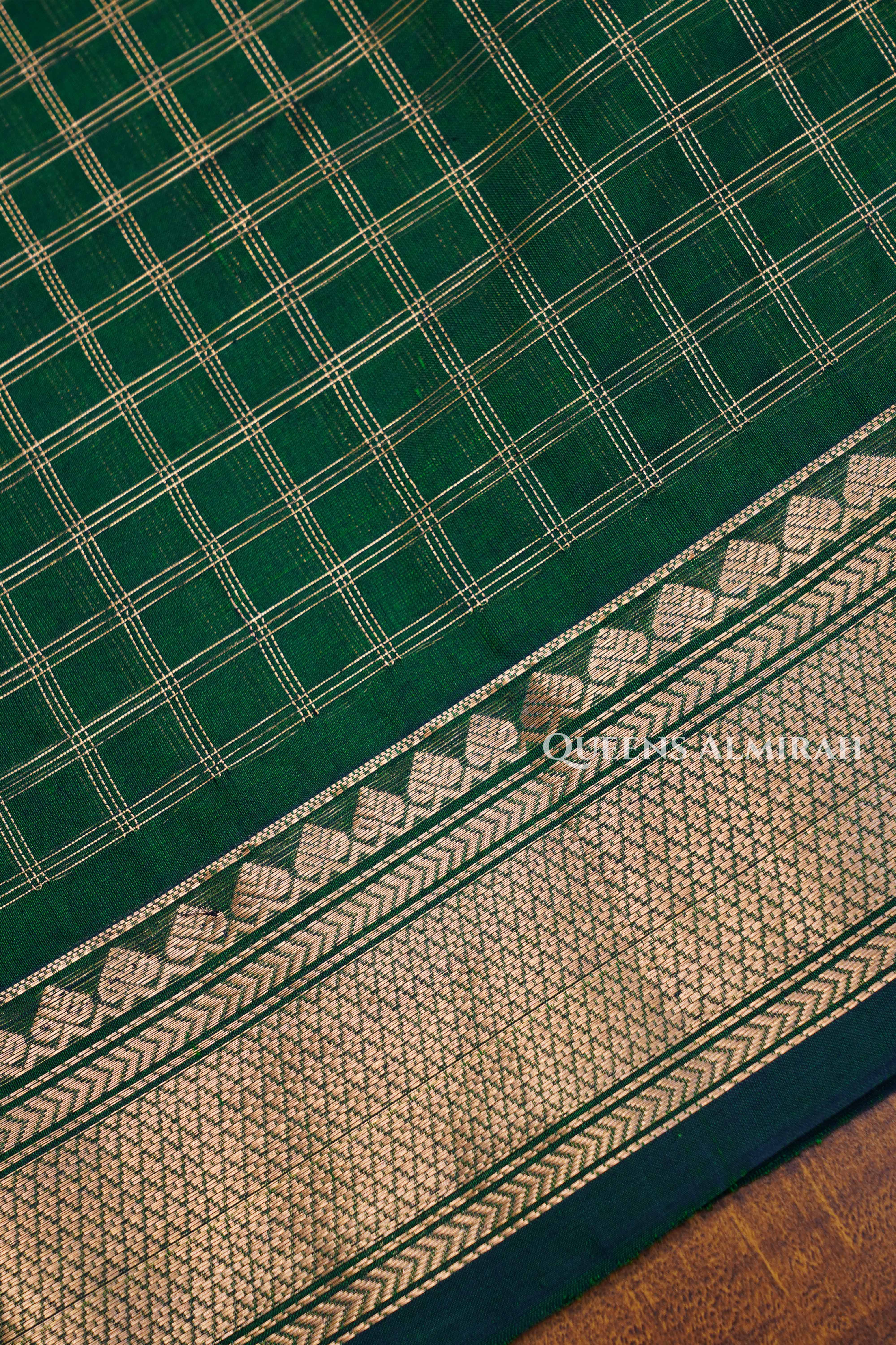 Dark Green Karaikudi Chettinad Silk Cotton