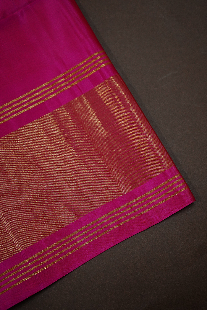 FOREST GREEN WITH BRIGHT PINK SOFT SILK SAREE - Queens Jewel Emporium
