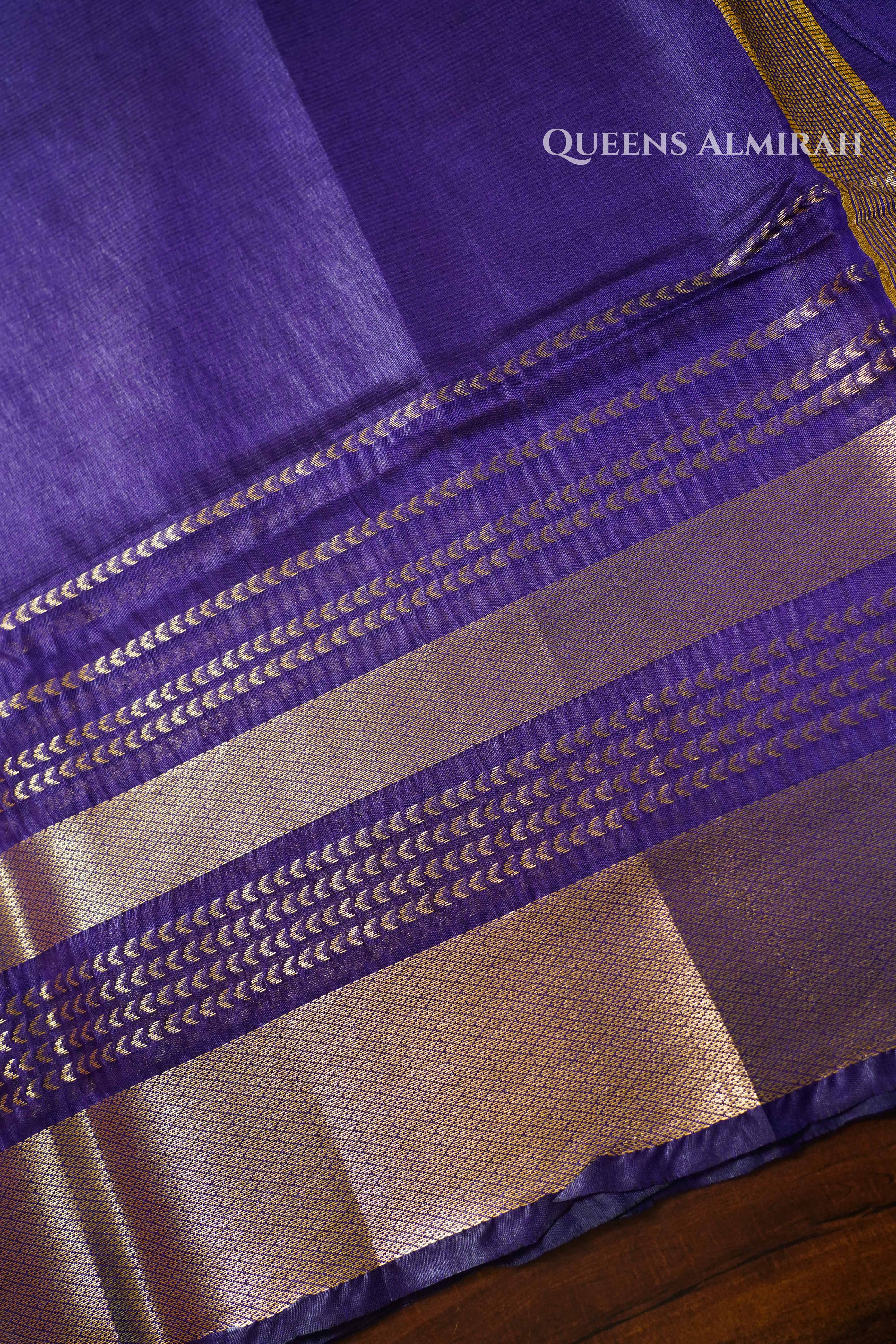 Royal Purple Maheshwari saree QUEENS ALMIRAH