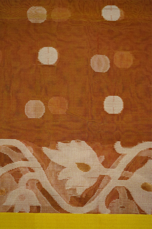 APRICOTS ORANGE MUSLIN JAMDANI SAREE - Queens Jewel Emporium