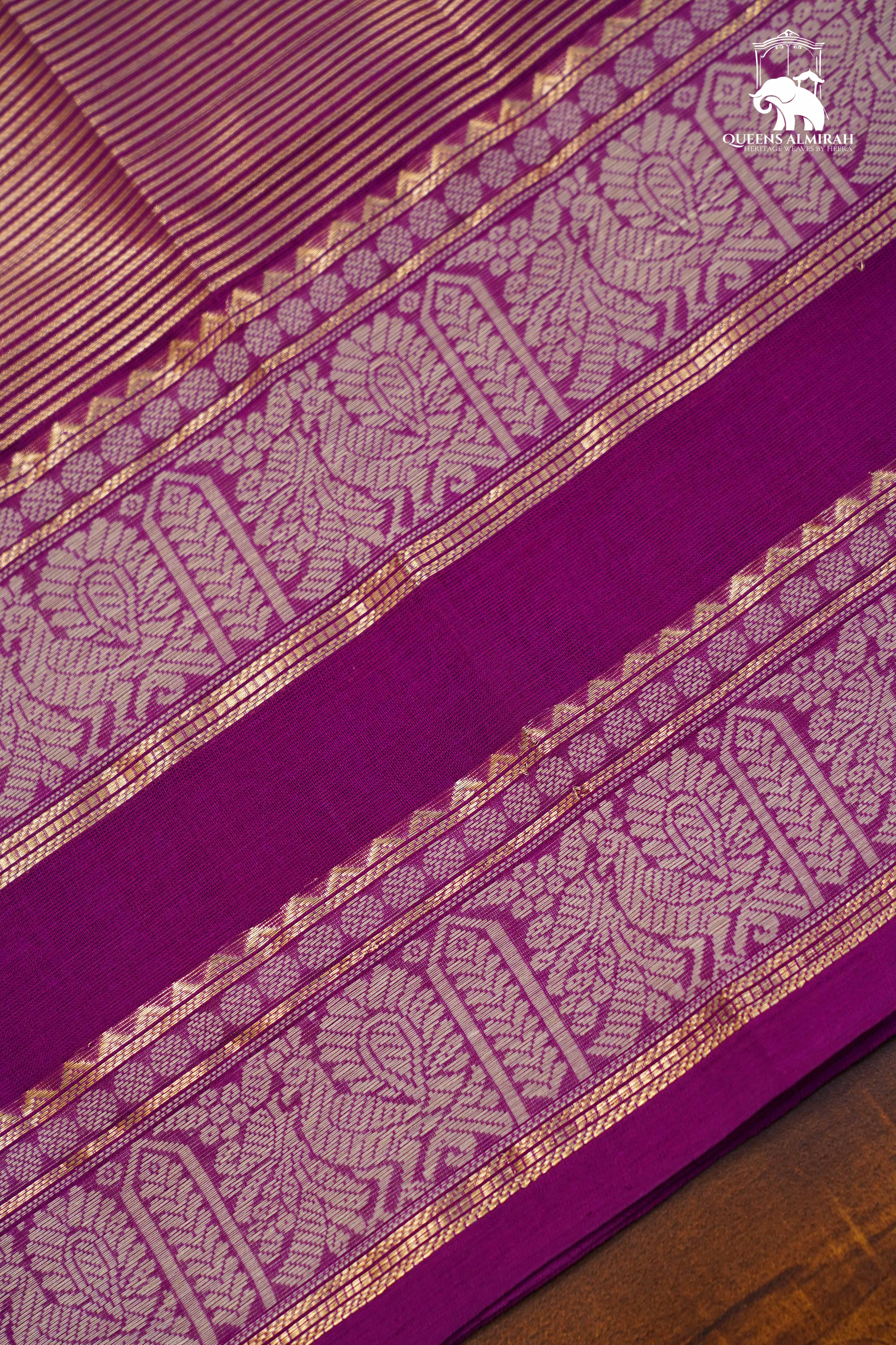 Dual Shade Of Purple -Royal Karaikudi Chettinad Tissue Silk Cotton Saree
