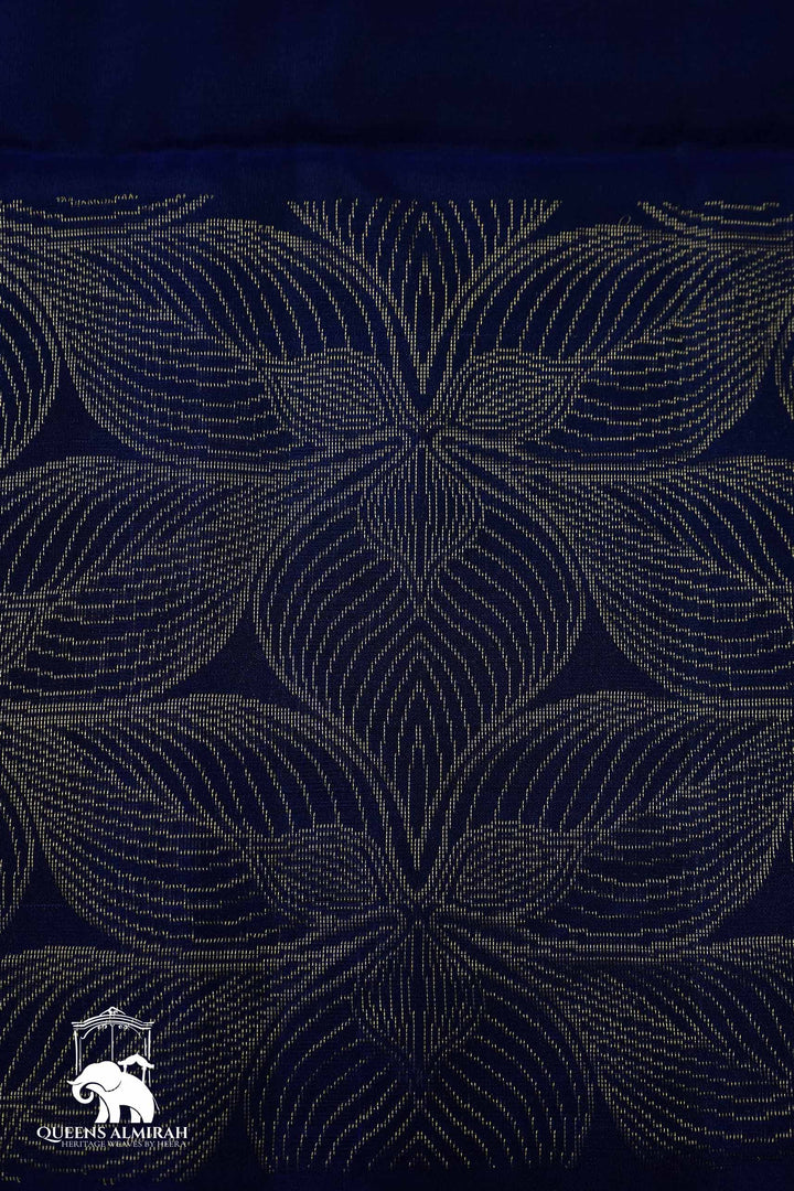 MIDNIGHT BLUE WITH WOVEN BORDER SOFT SILK SAREE - Queens Jewel Emporium