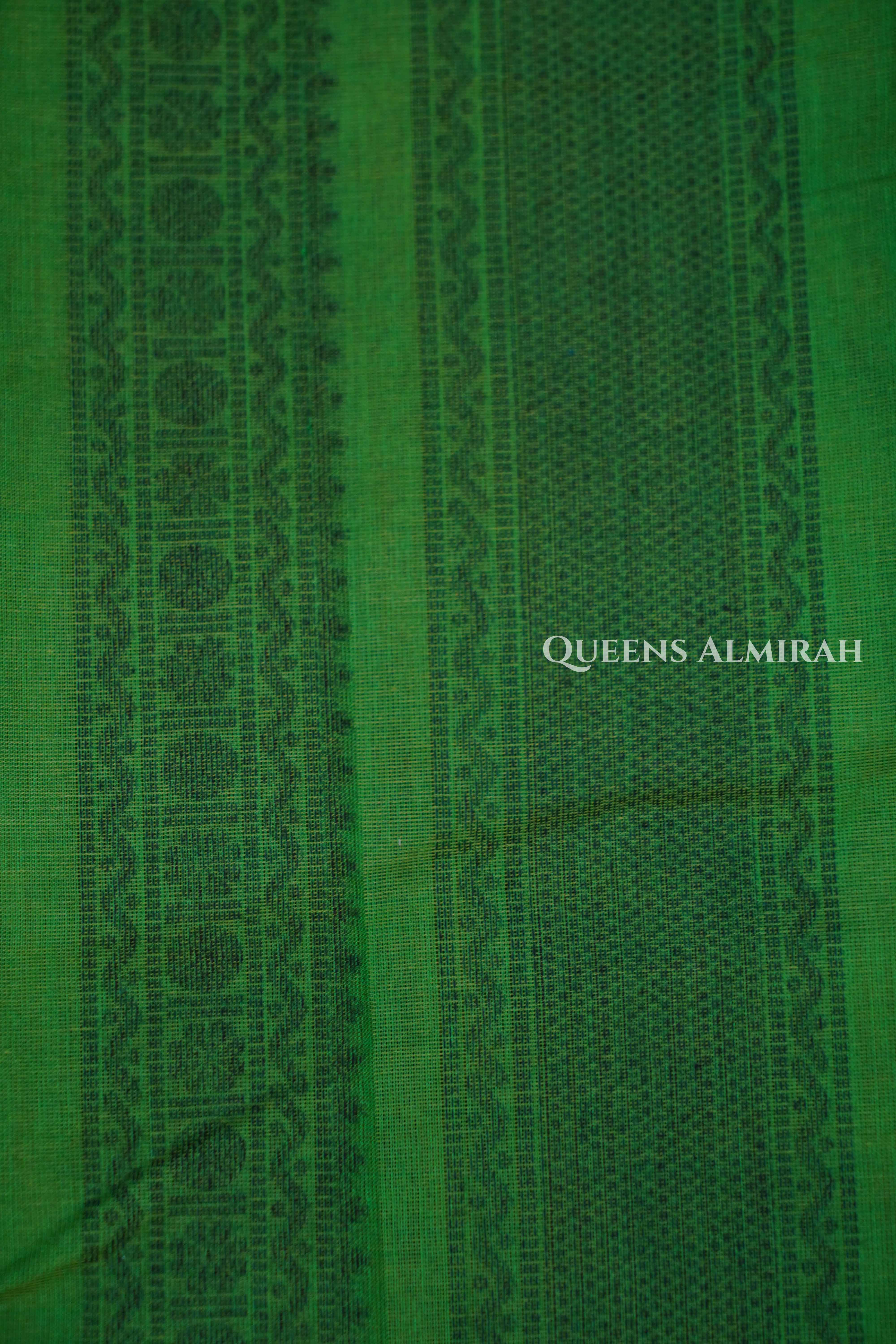 Leaf Green With Blue Chettinad Cotton Saree