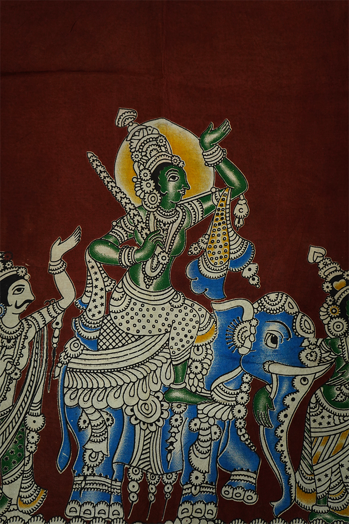 DEEP BROWN WITH MARINE BLUE MAGALGIRI SAREE - Queens Jewel Emporium
