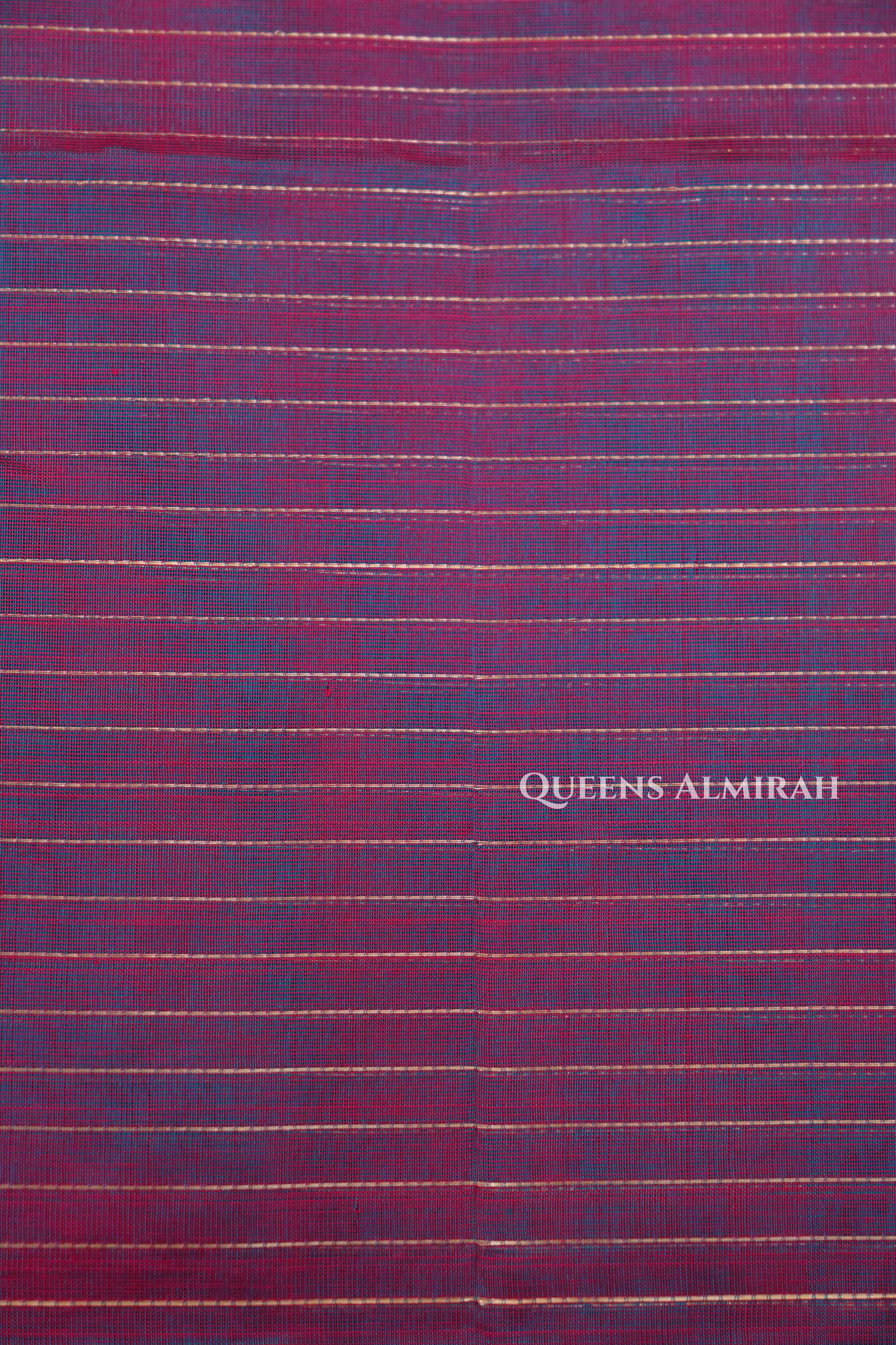 Wine Red With Blue Karaikudi Chettinad Silk Cotton Saree