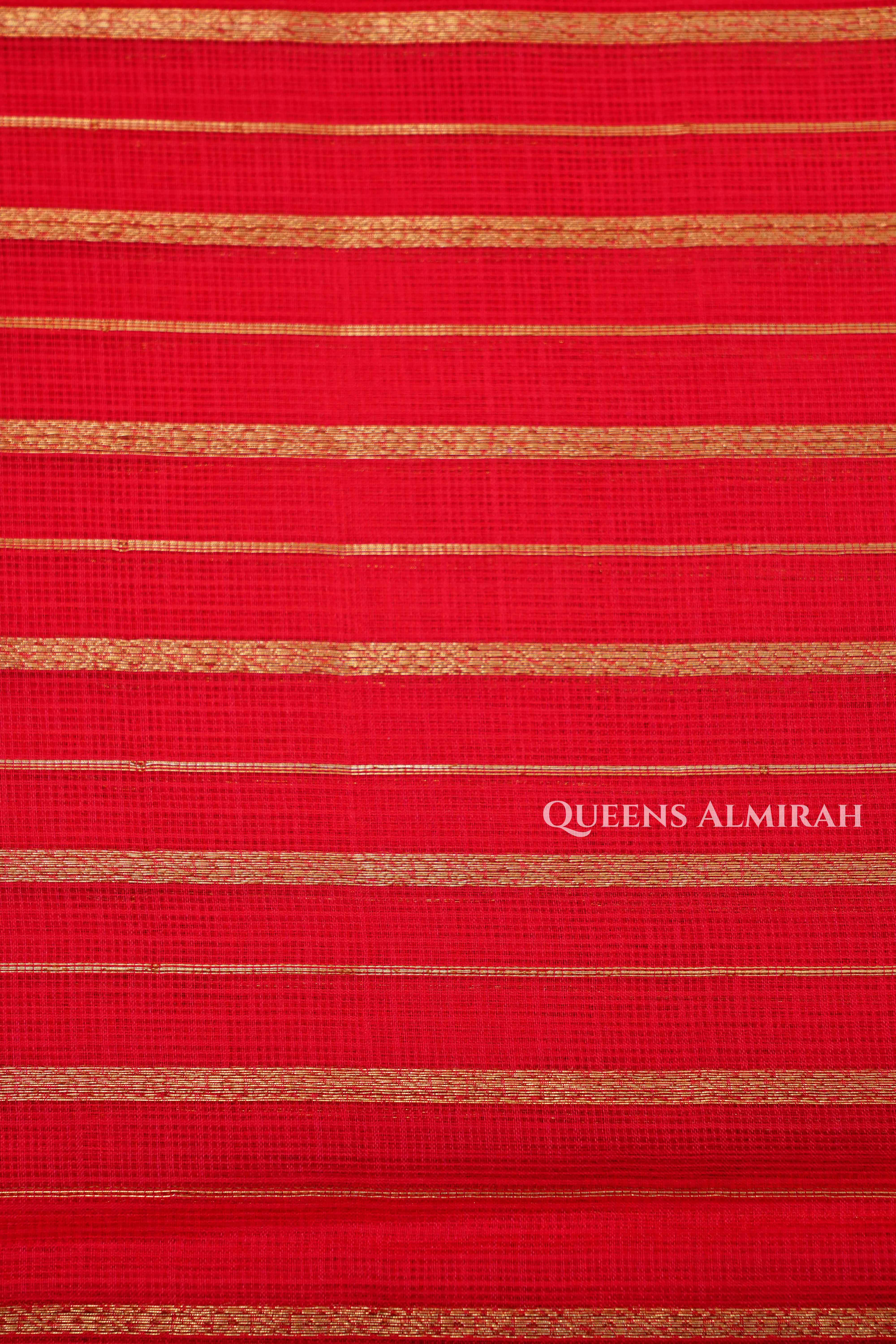 Dark Red Pure Kota Silk Saree