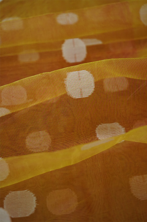 APRICOTS ORANGE MUSLIN JAMDANI SAREE - Queens Jewel Emporium