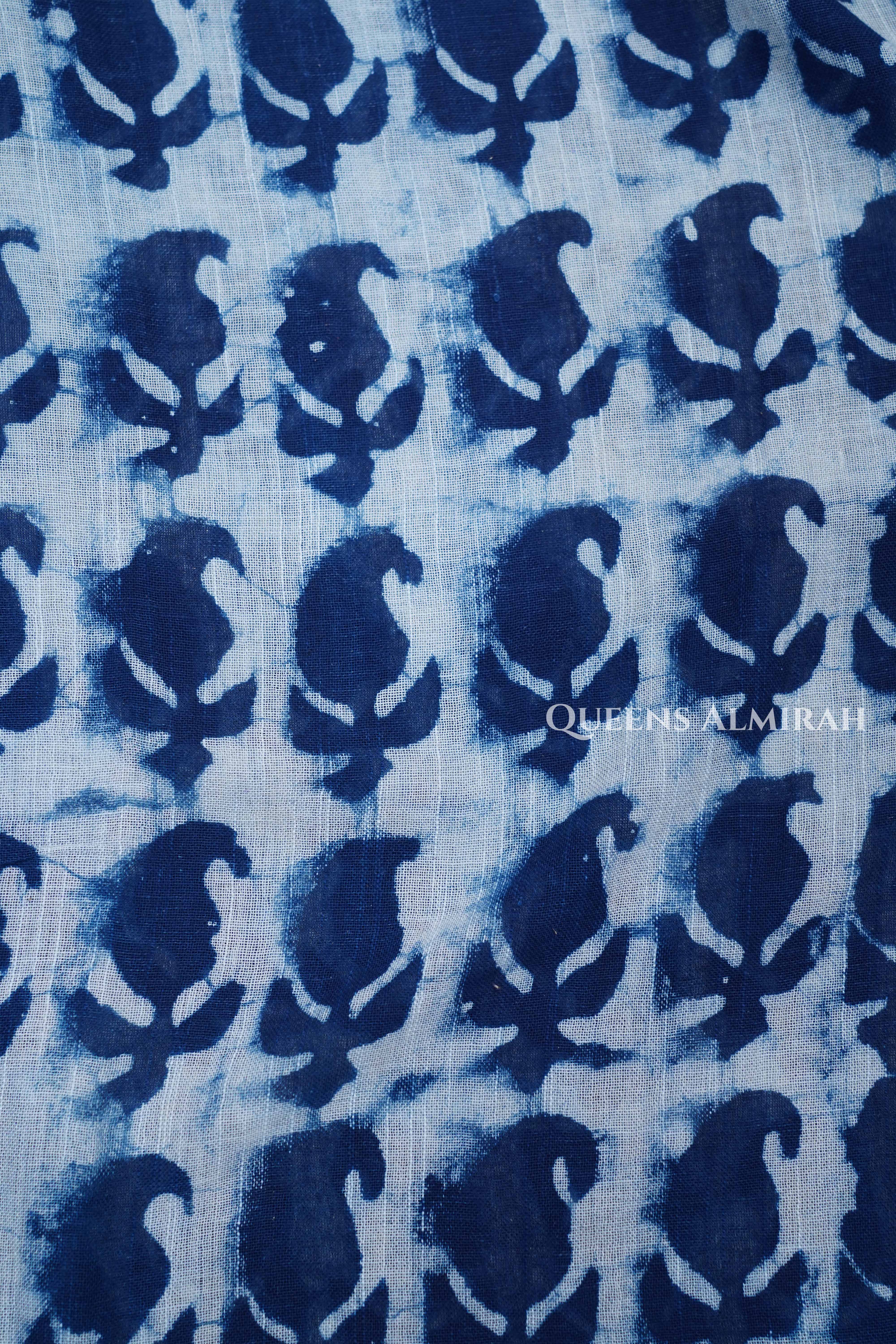 Navy Blue Linen Cotton Saree