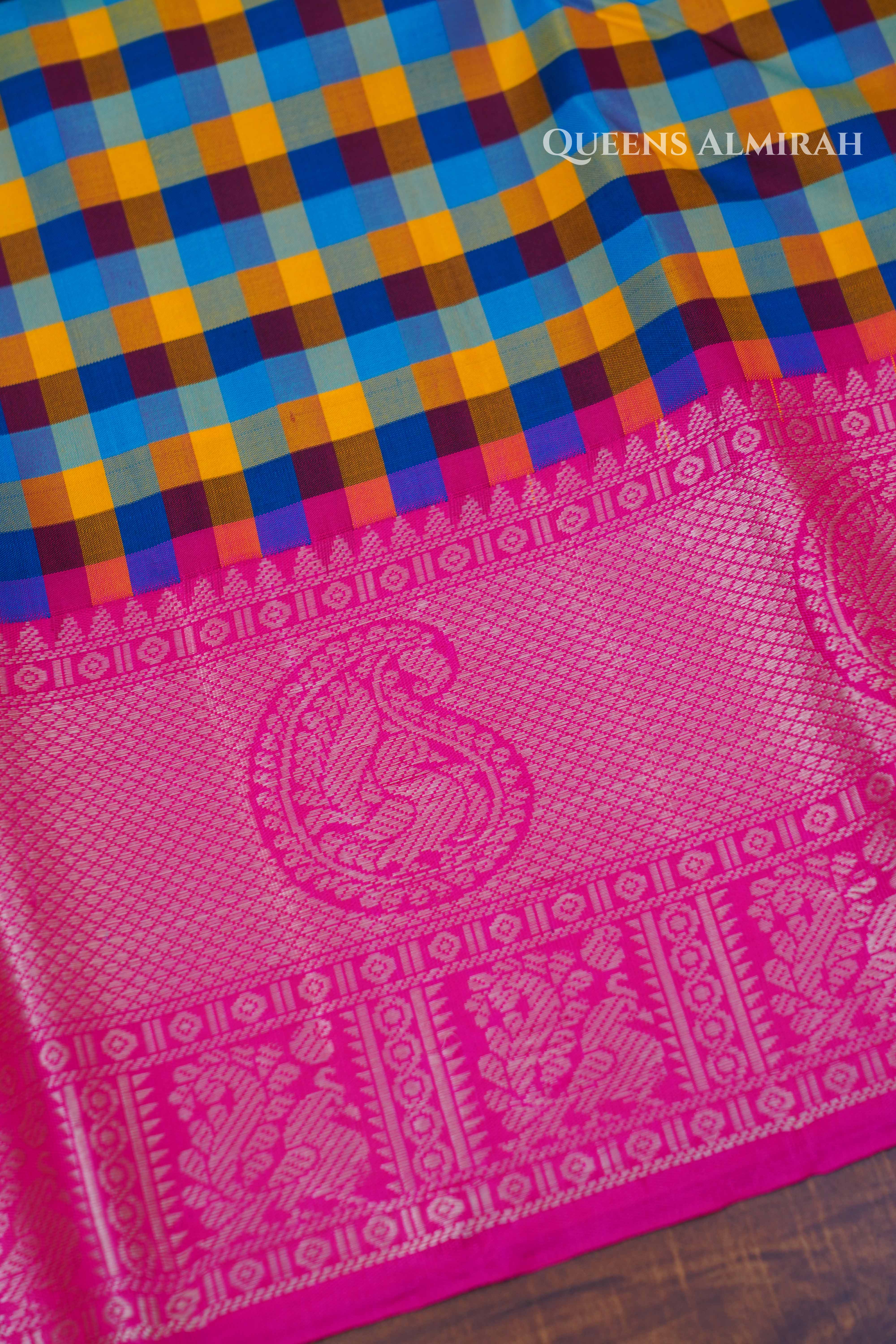 Multi Color Checks Kuravanji Silk Saree5