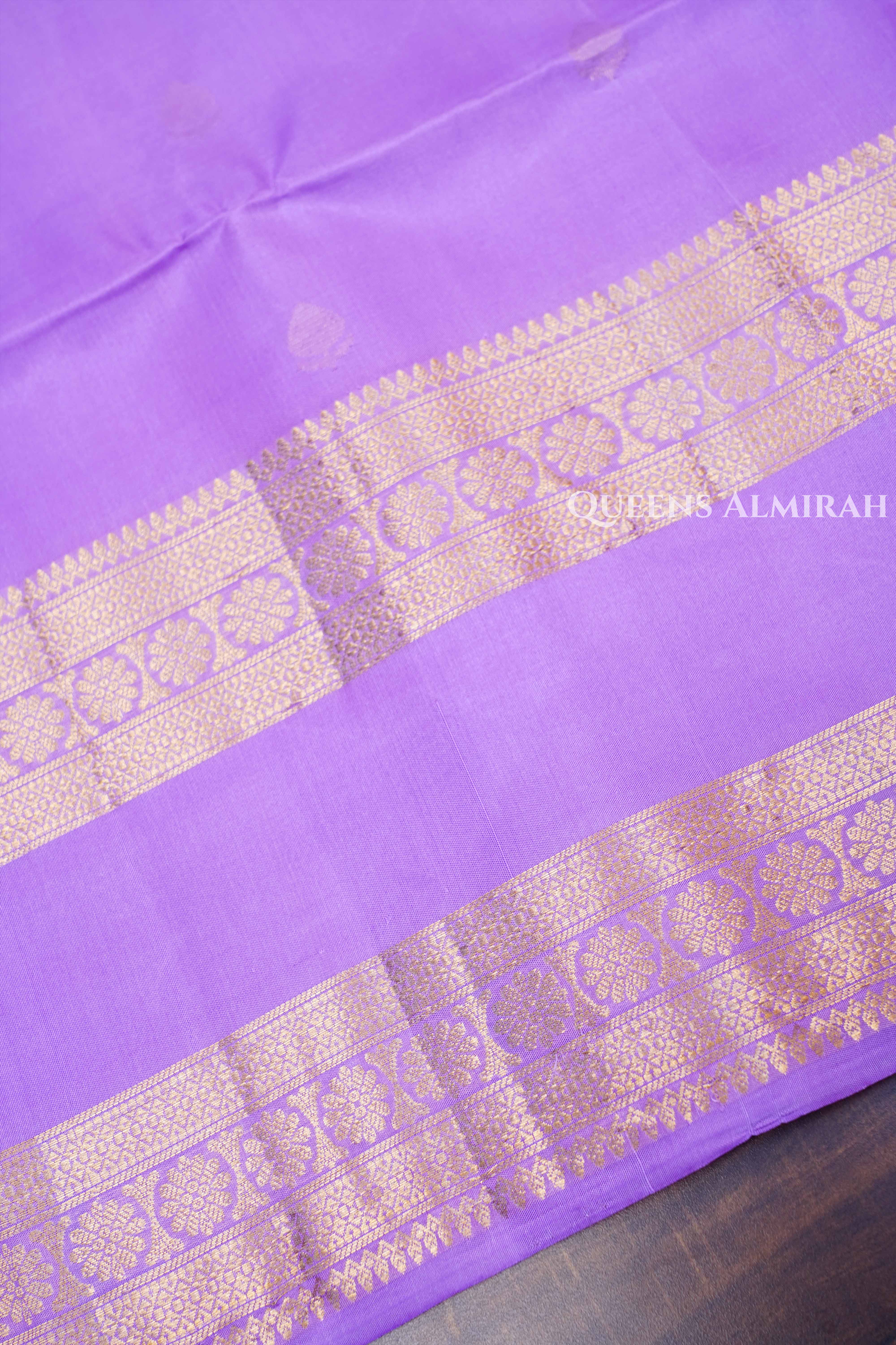 Lilac Purple Pure Soft Silk Saree