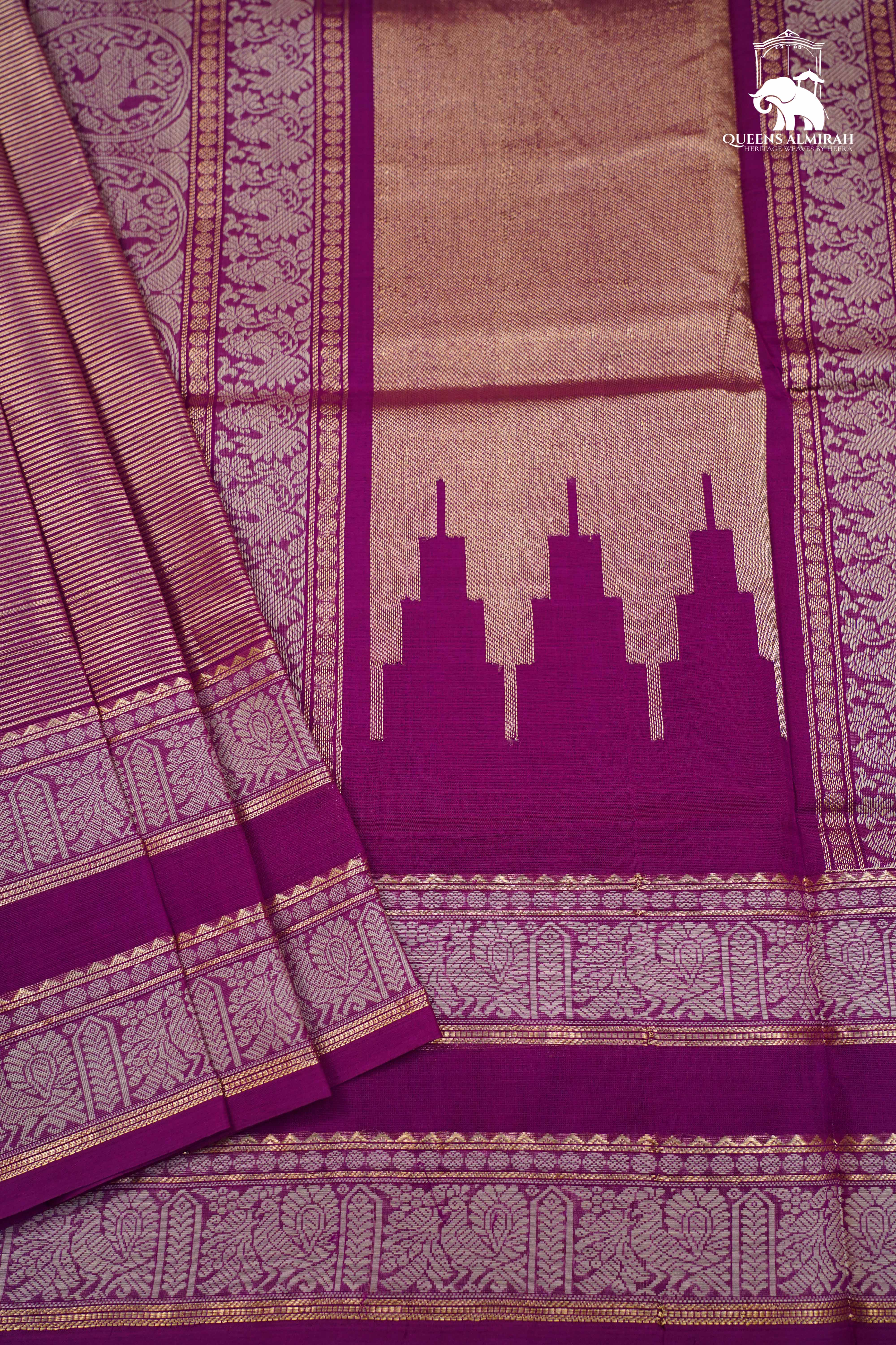 Dual Shade Of Purple -Royal Karaikudi Chettinad Tissue Silk Cotton Saree