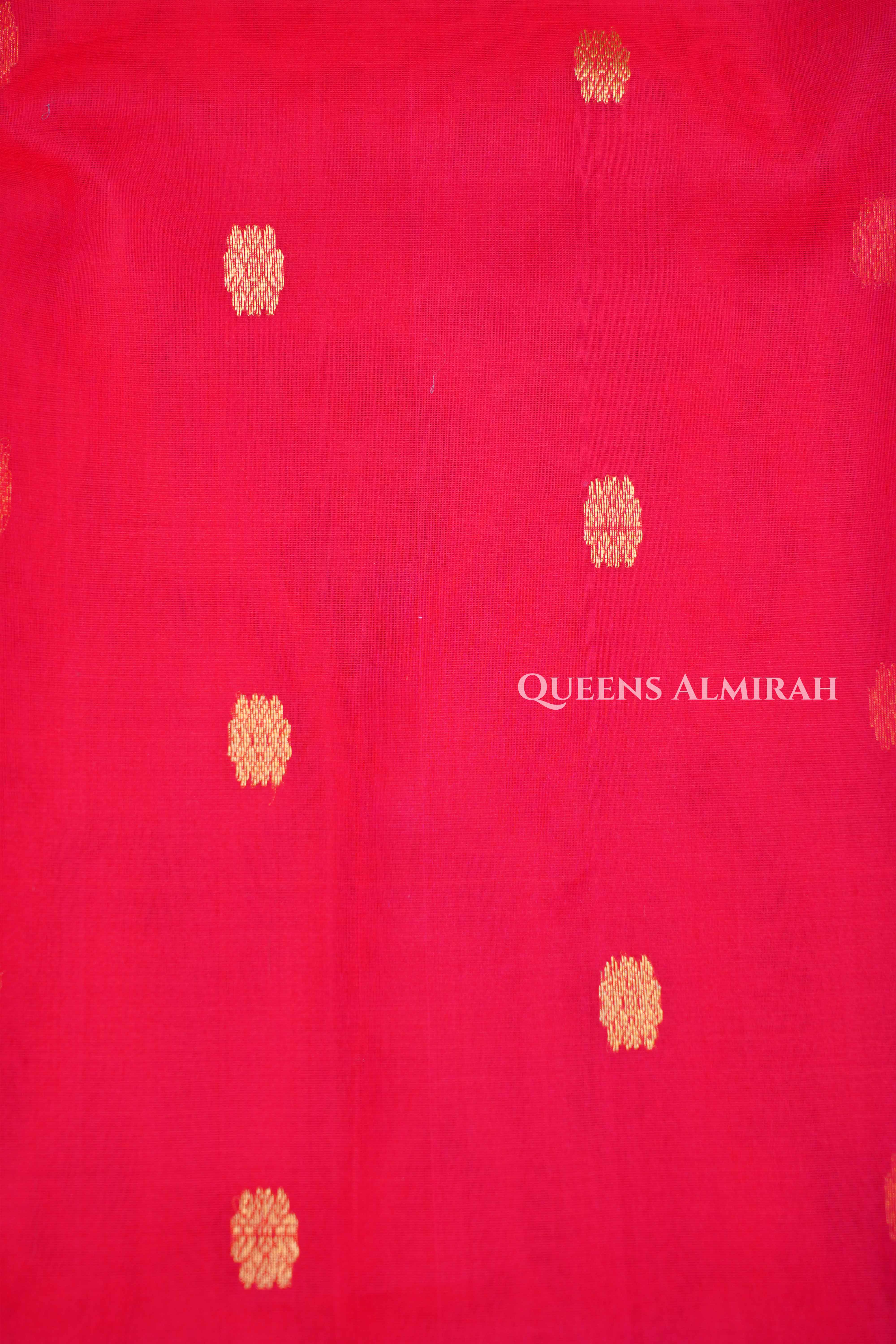Red Pink-Traditional Chanderi Katan Silk Handloom Saree