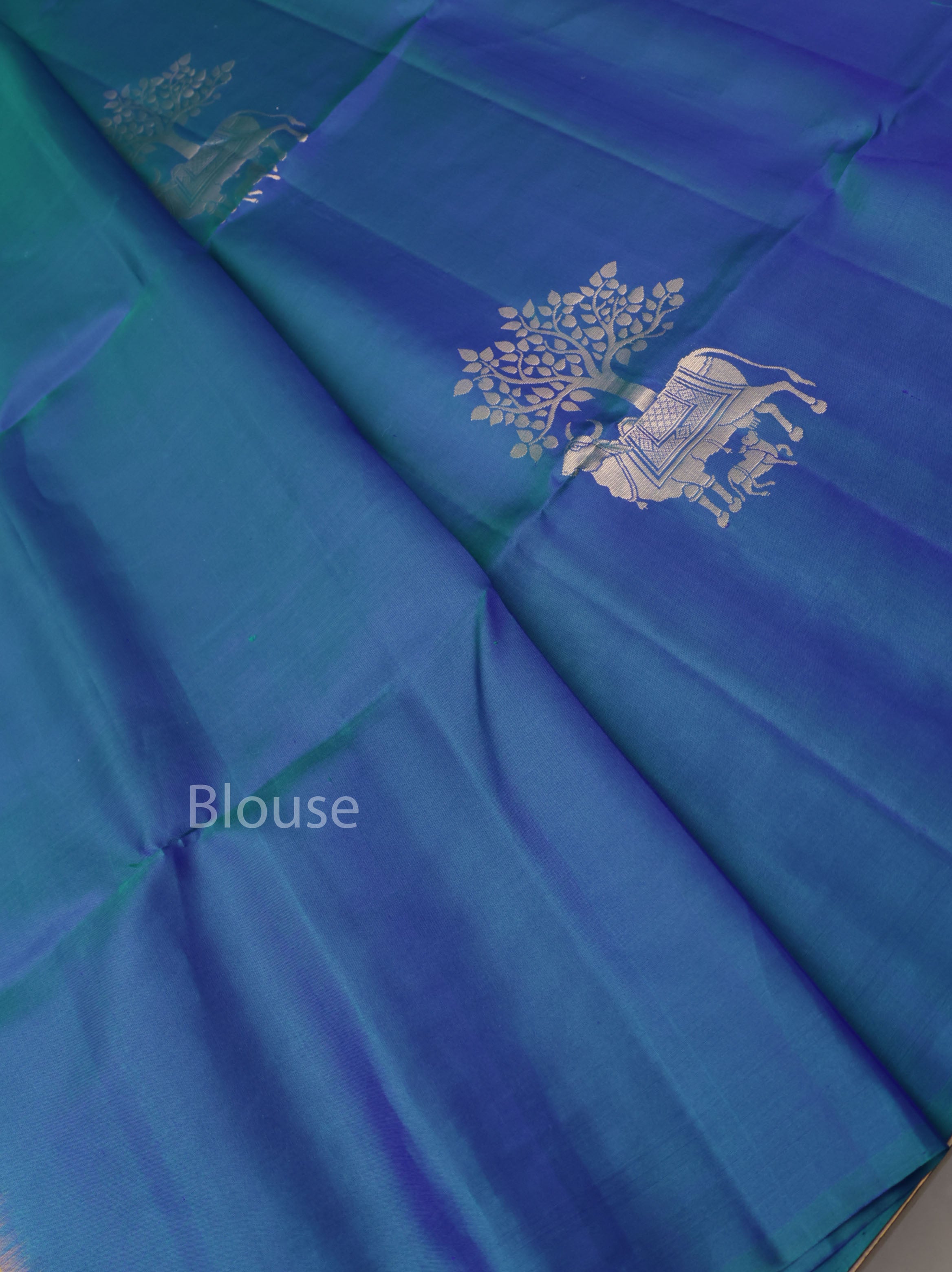 Peacock Blue Pure Soft Silk Saree