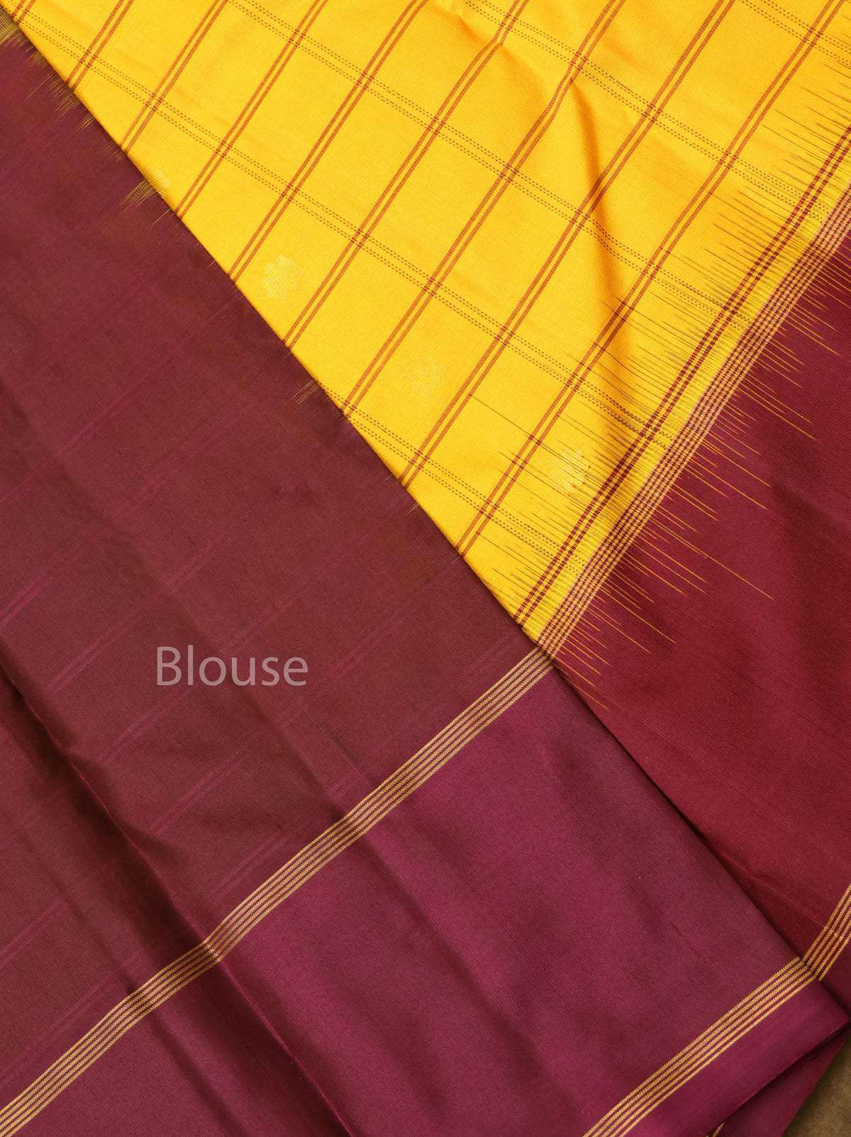 Yellow With Maroon Pure Kanchivaram Silk Saree