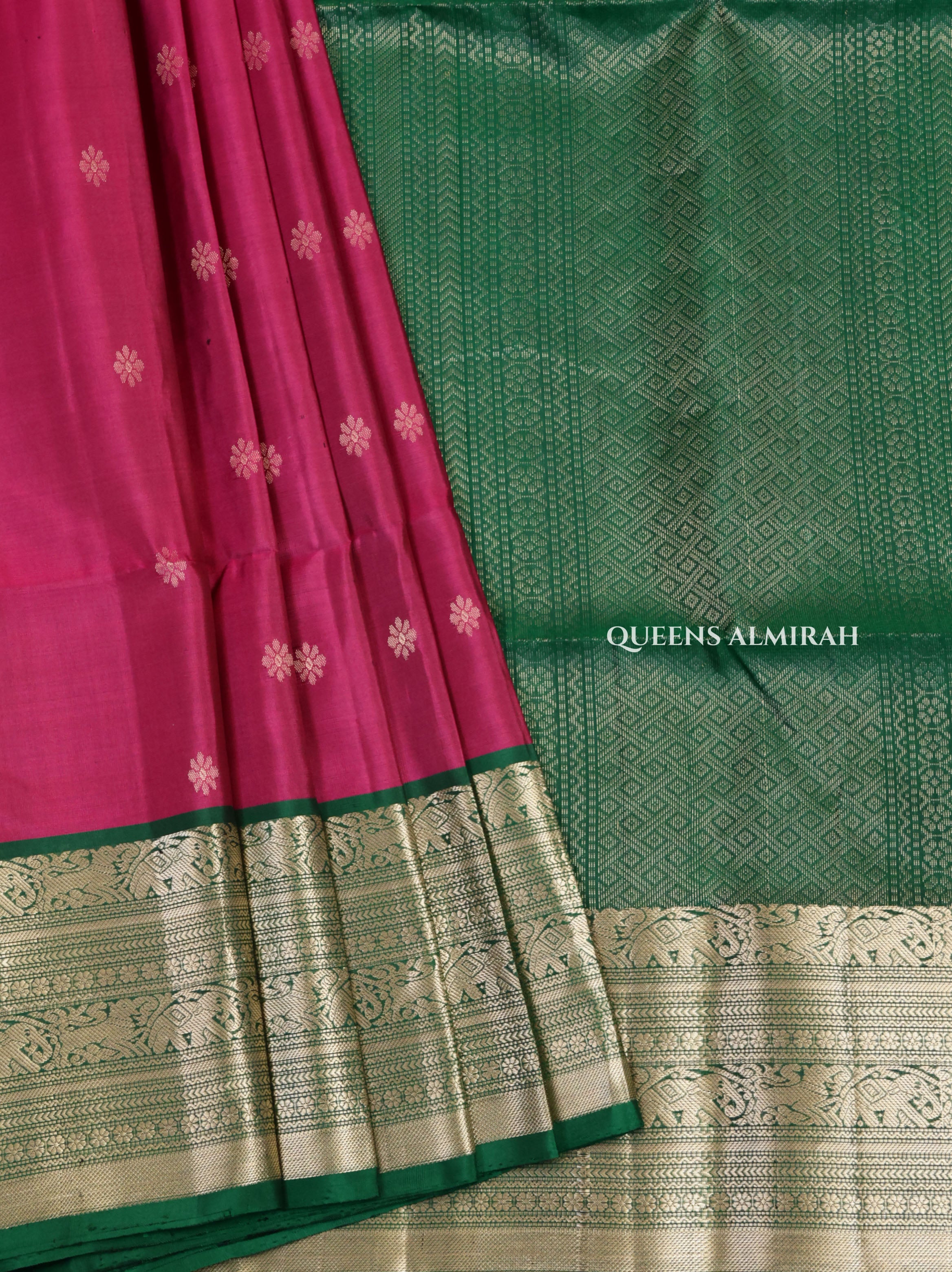 Purple With Green Pure Soft Silk Saree