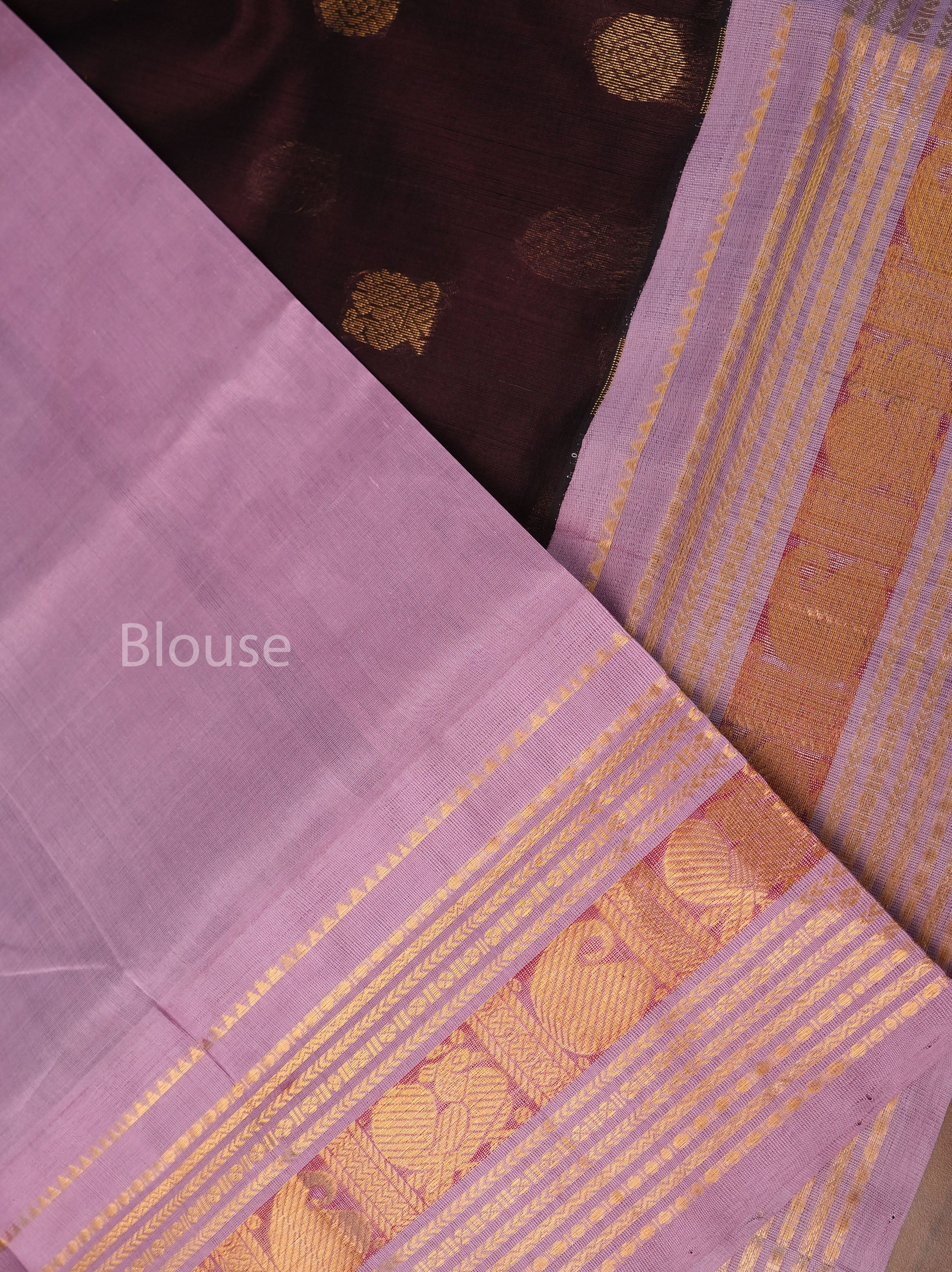 Coffee Brown With Onion Pink Pure Silk Cotton Saree