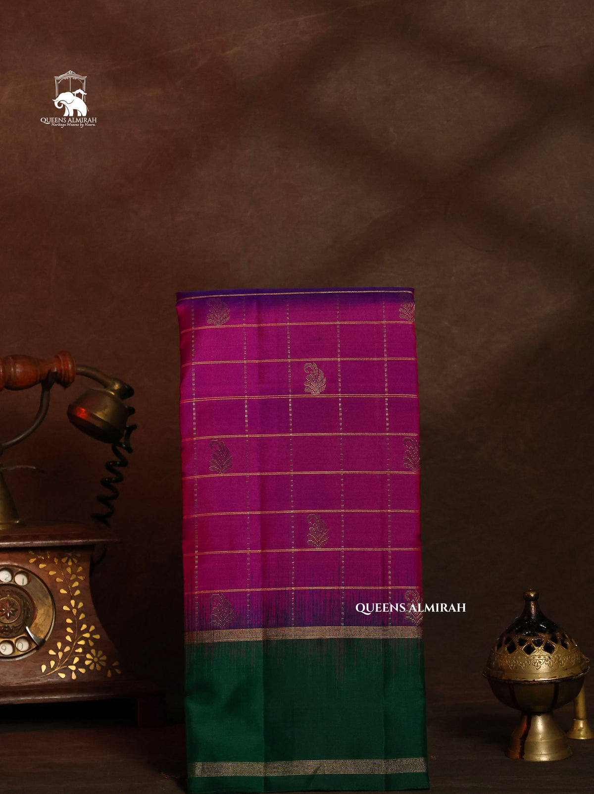 Vadamalli Purple With Green  Pure Kanchivaram Silk Saree