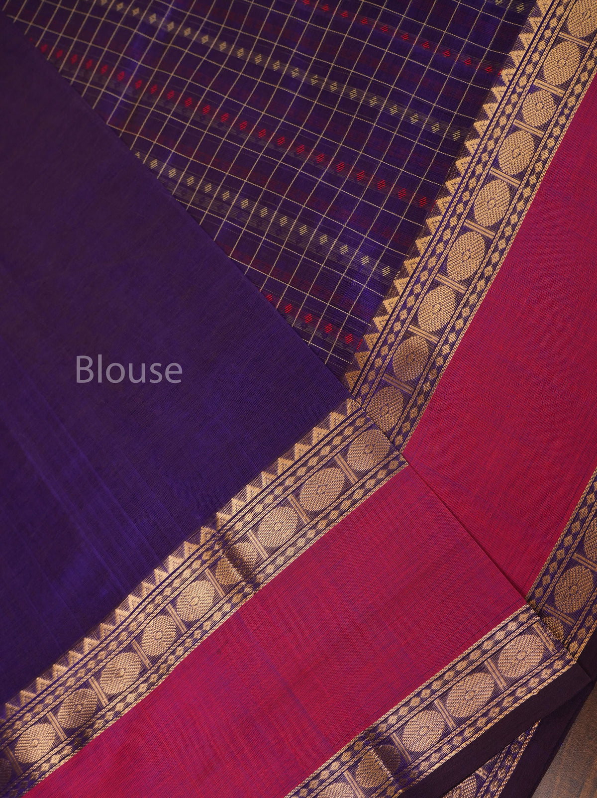 Purple With Rani Pink Chettinad Silk Cotton Saree
