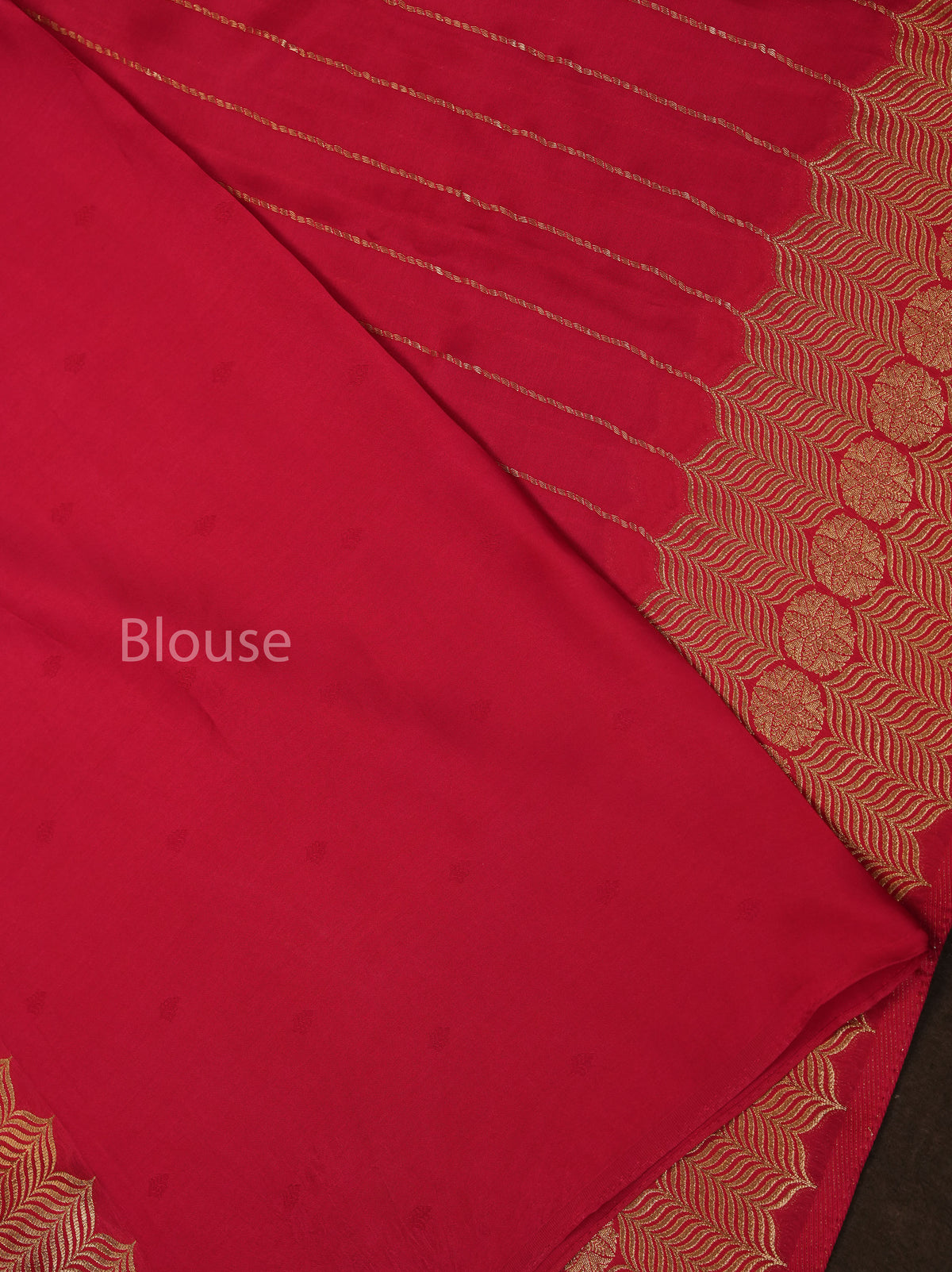 Magenta Pink Banarasi Satin Silk Saree
