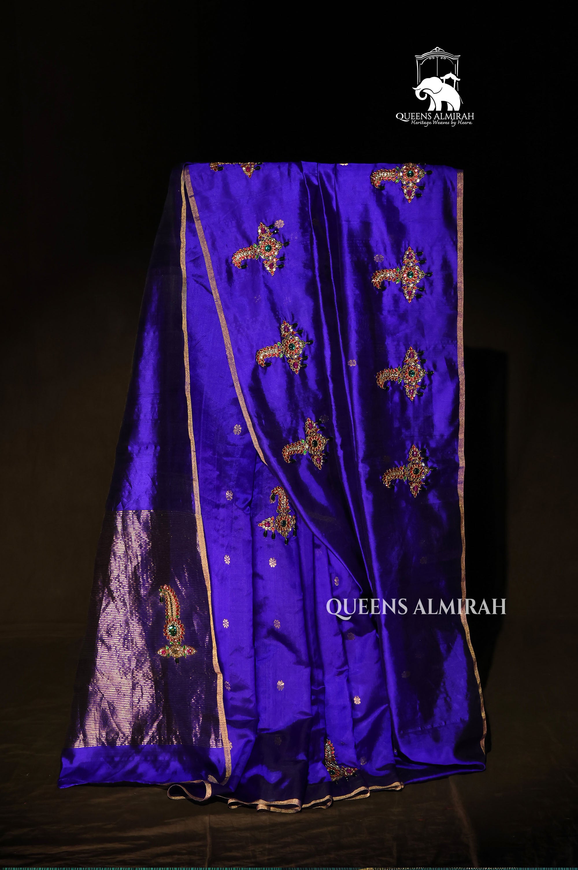 Blue Sarpech Designer Pure Chanderi Silk Saree