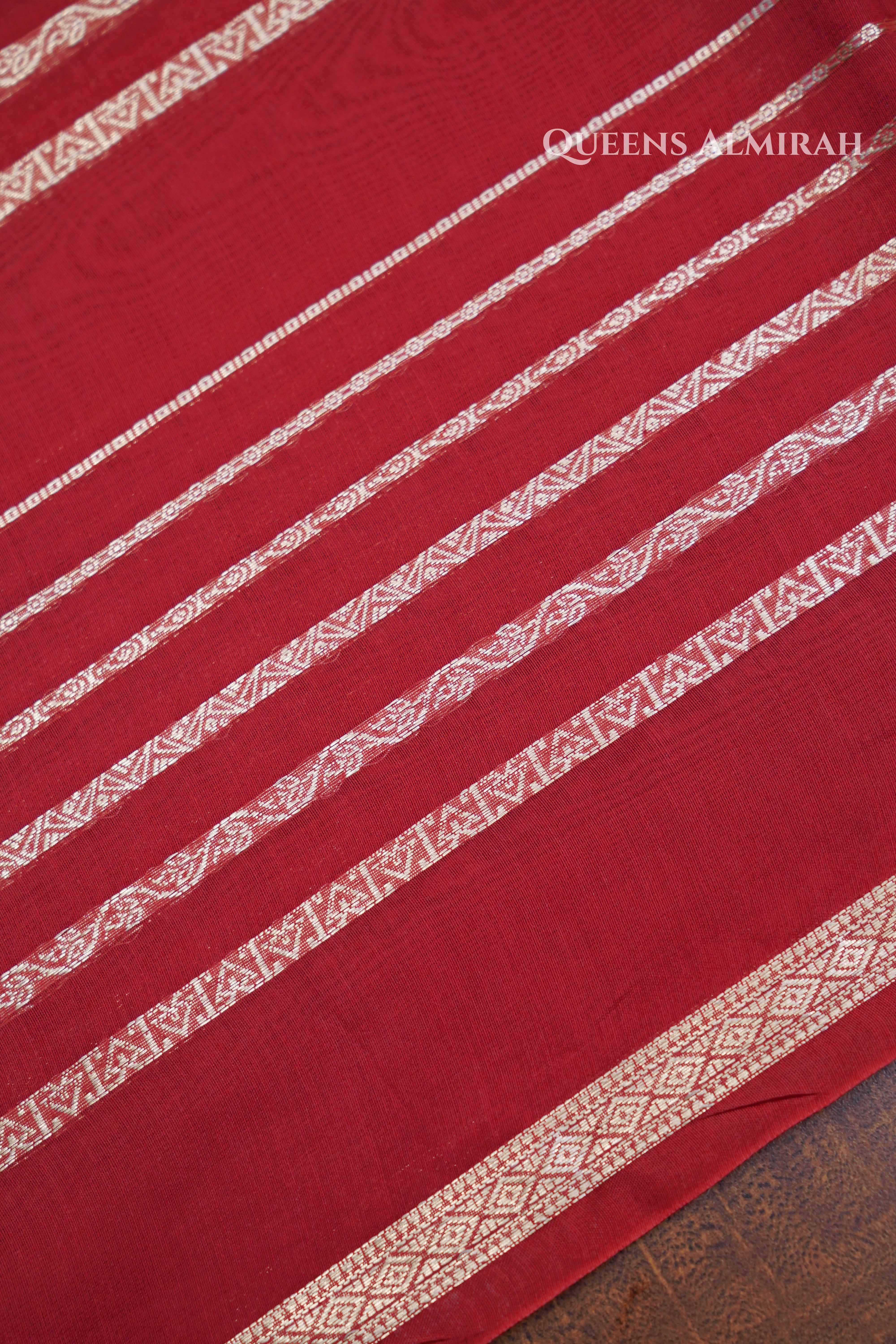 Red Brown Chanderi Silk Cotton Saree