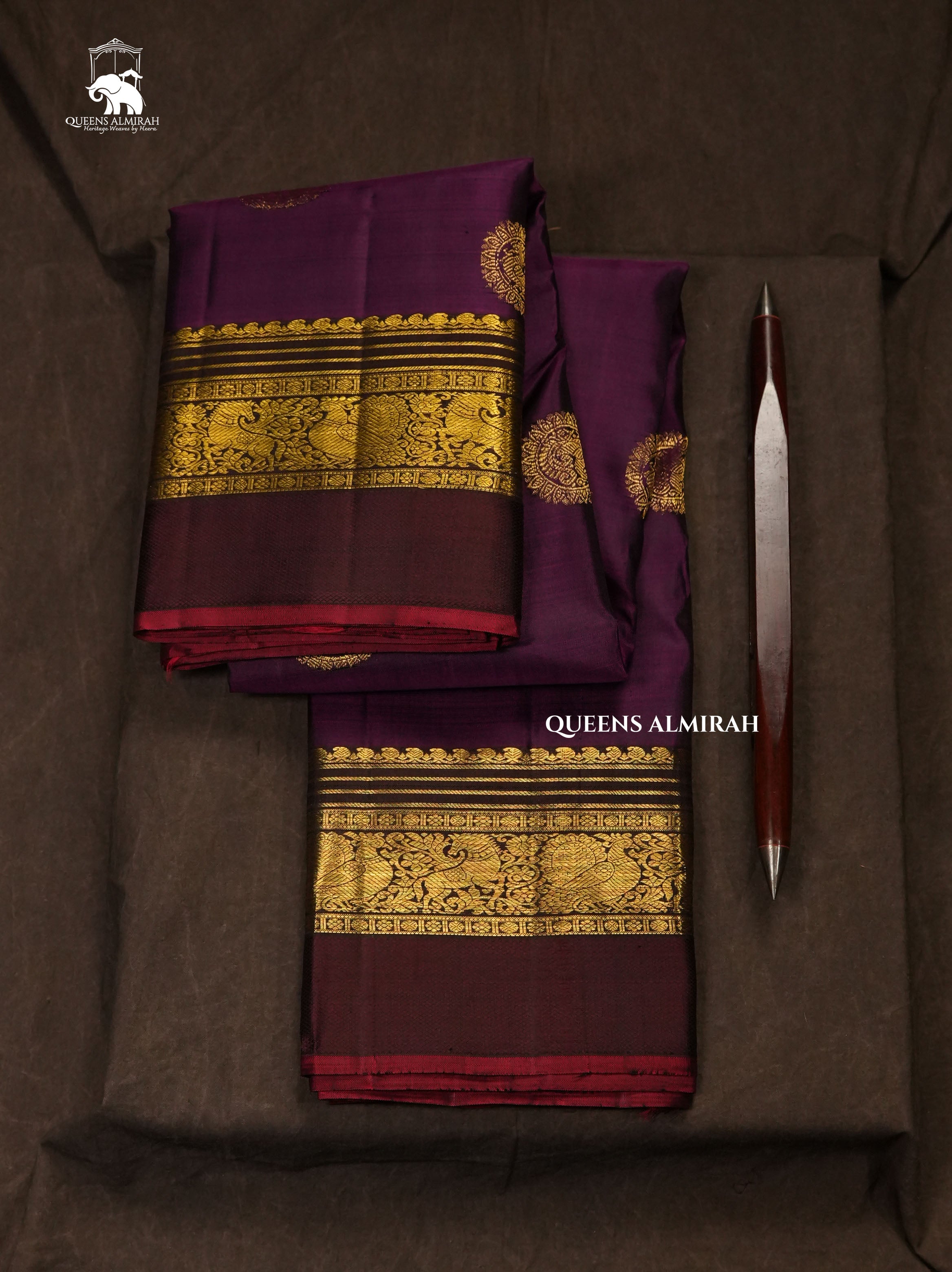 Purple With Brown Pure Kanchivaram Silk Saree