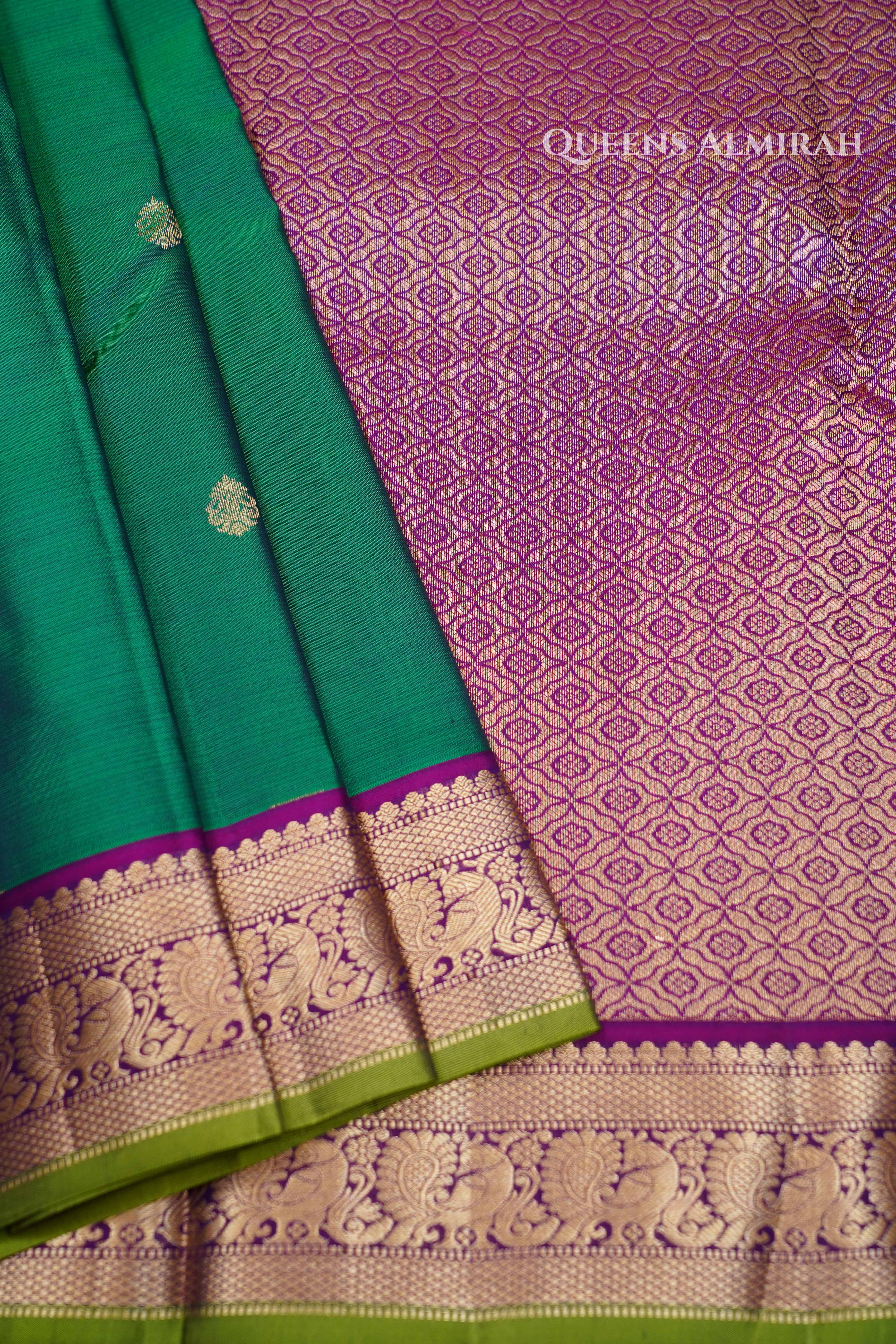 Bottle Green Pure Kanchivaram Silk Saree