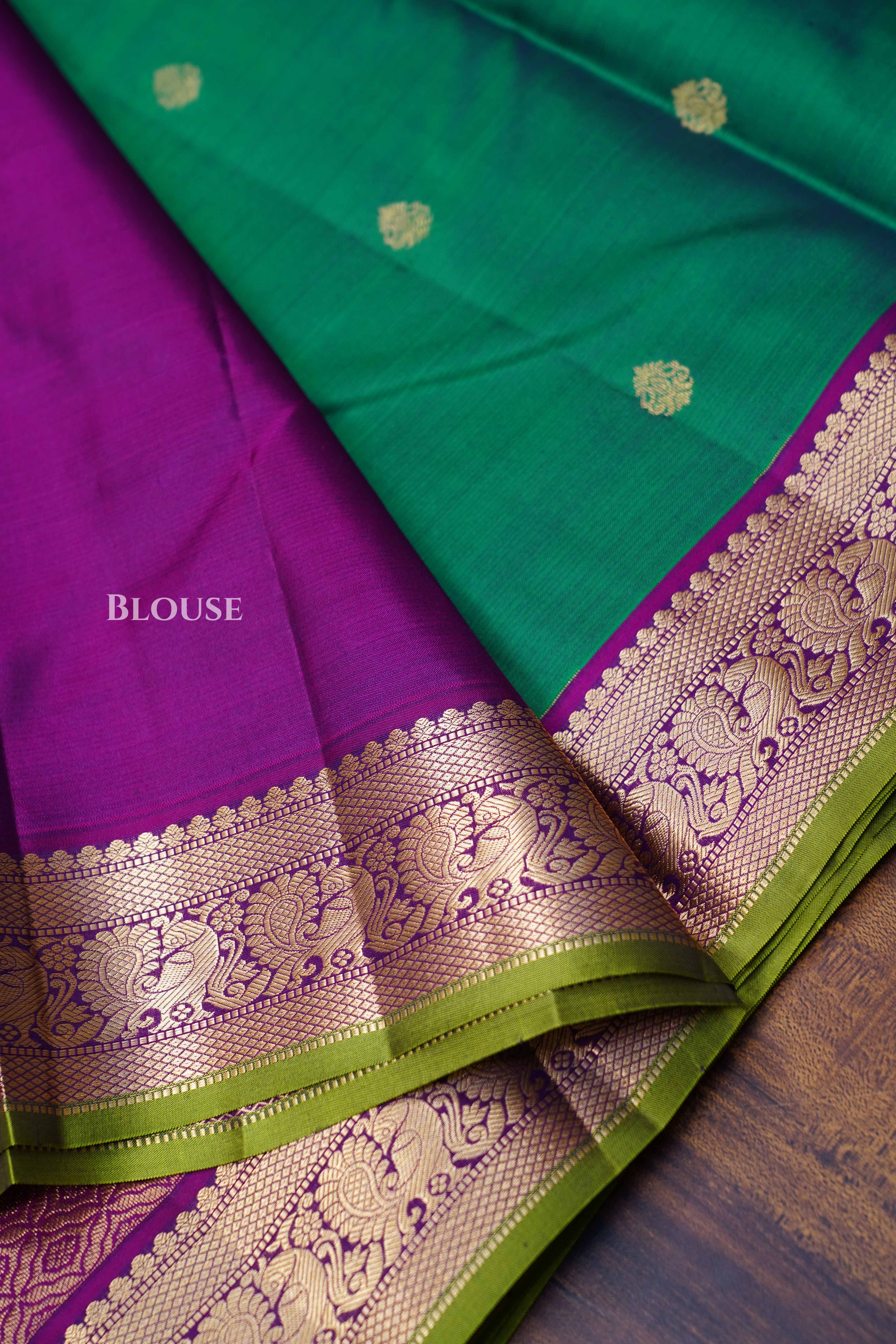 Bottle Green Pure Kanchivaram Silk Saree
