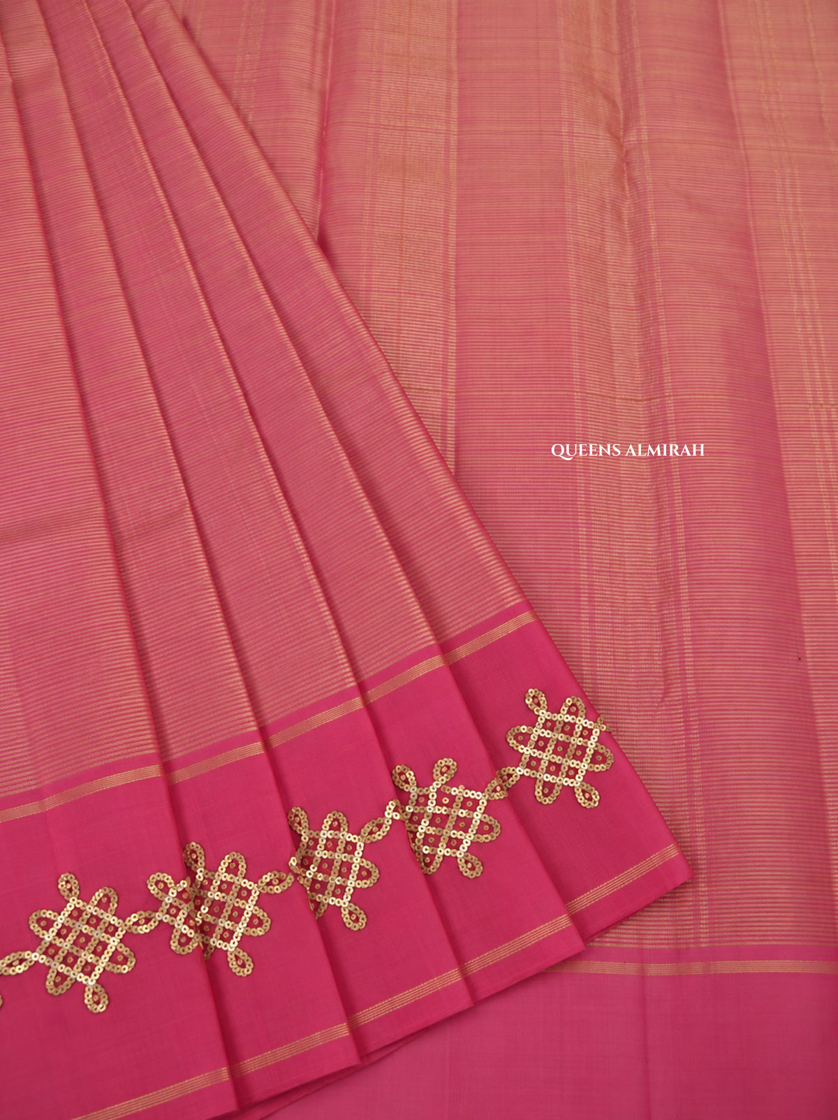 Baby Pink Kolam Pure Kanchivaram Designer Silk Saree