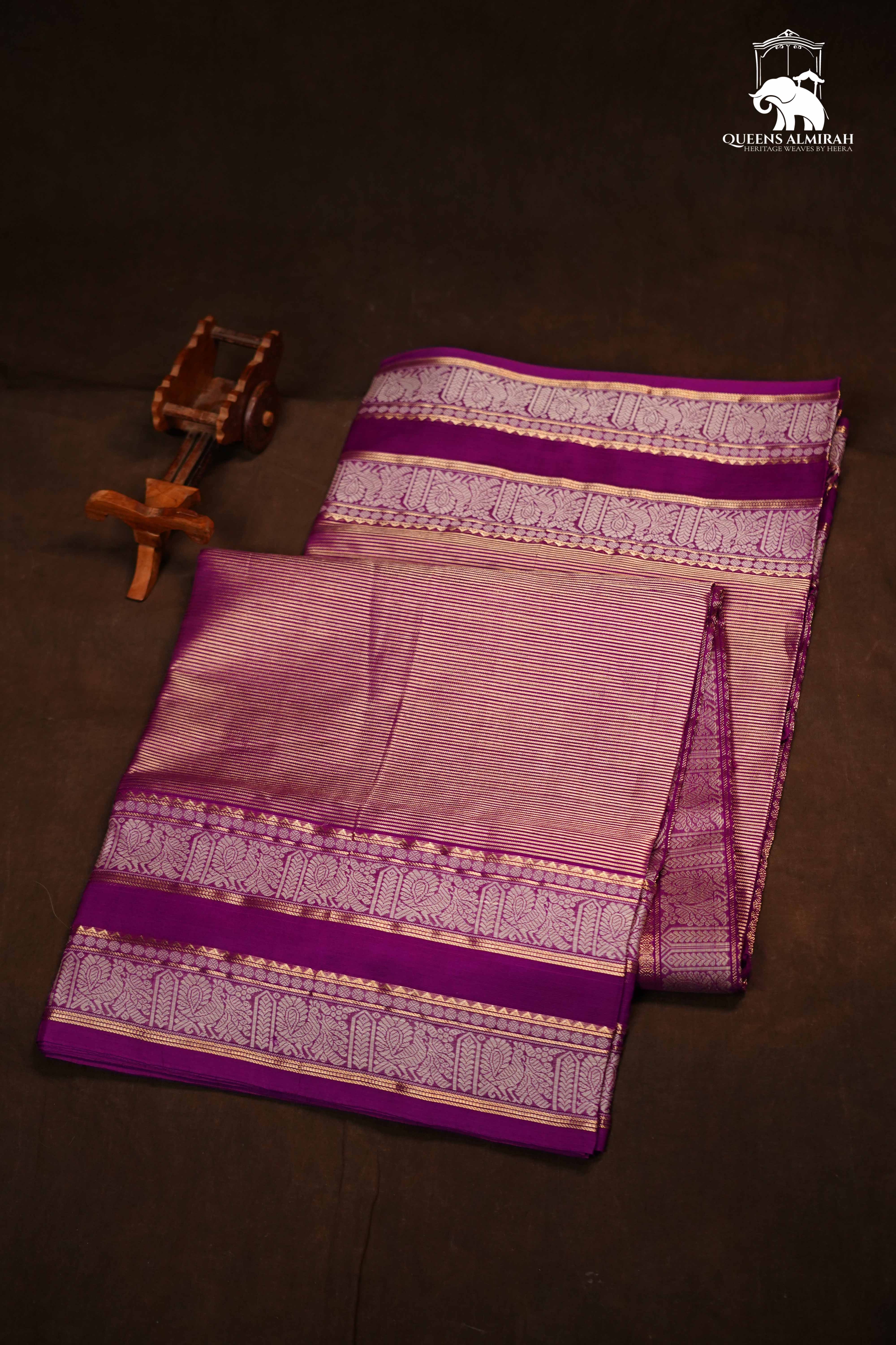 Dual Shade Of Purple -Royal Karaikudi Chettinad Tissue Silk Cotton Saree