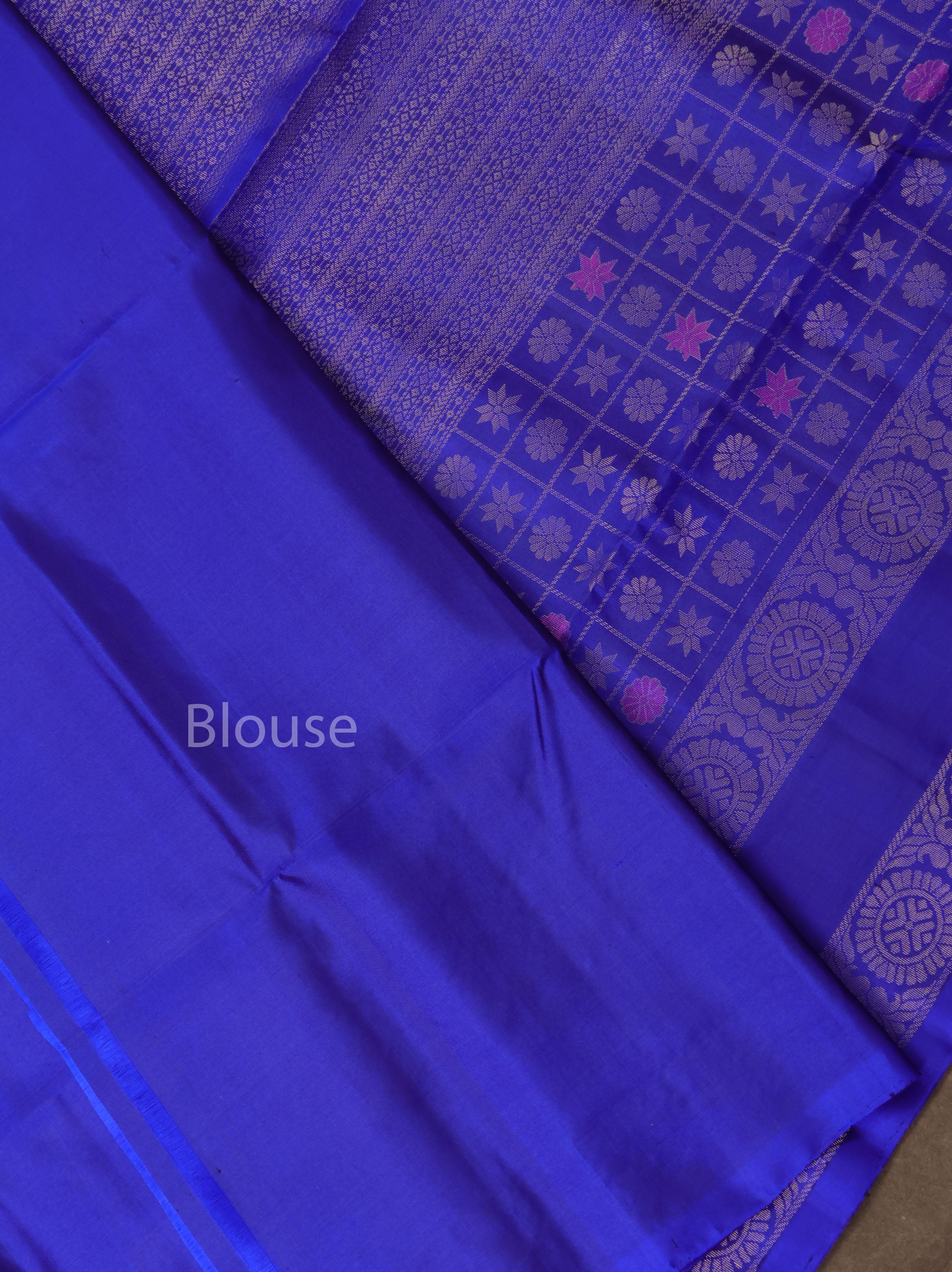 Ms Blue Athangudi Inspired Pure Soft Silk Saree