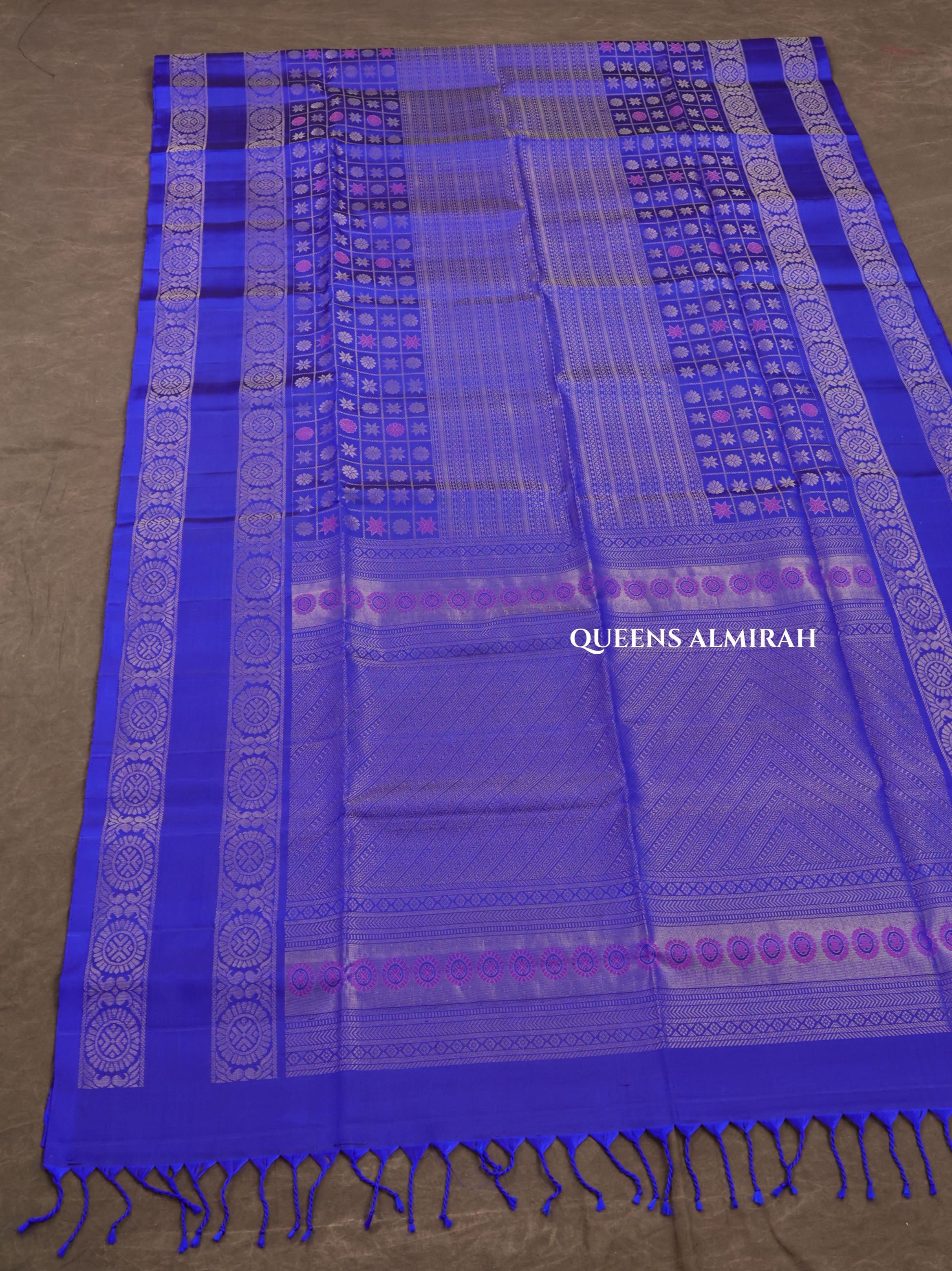 Ms Blue Athangudi Inspired Pure Soft Silk Saree