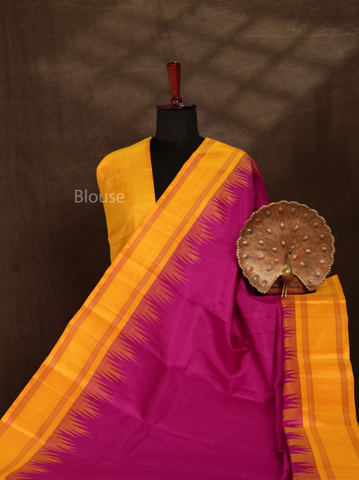 Purple With Yellow Pure Kanchivaram Silk Saree