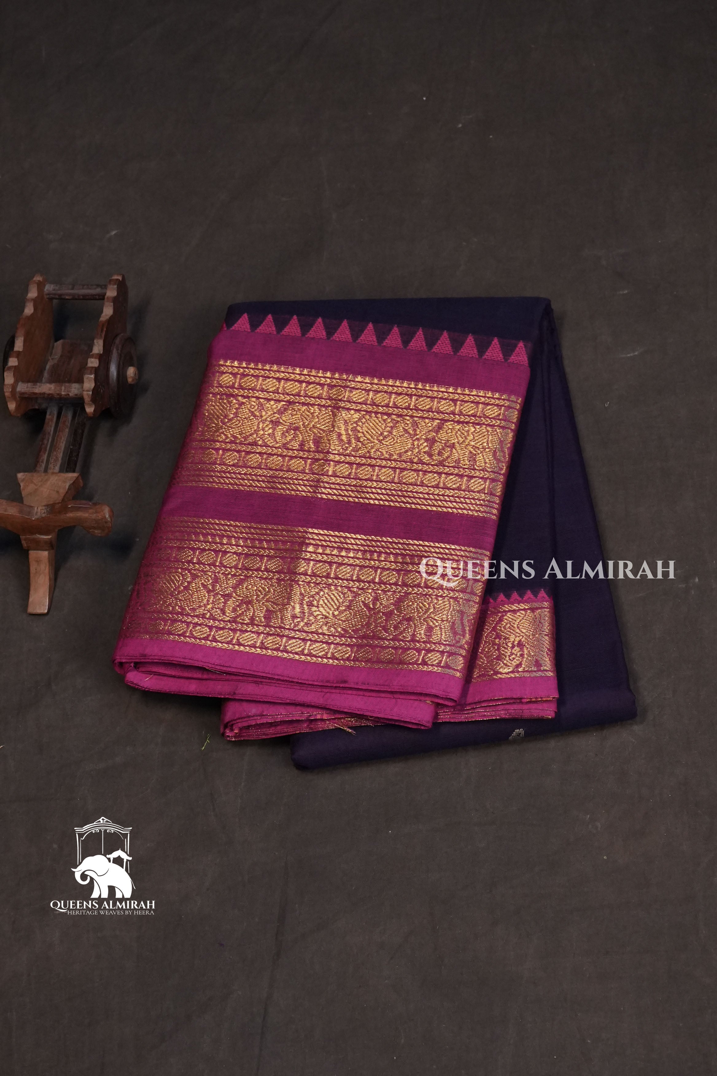 Royal purple With Pink Kanchi Cotton Saree