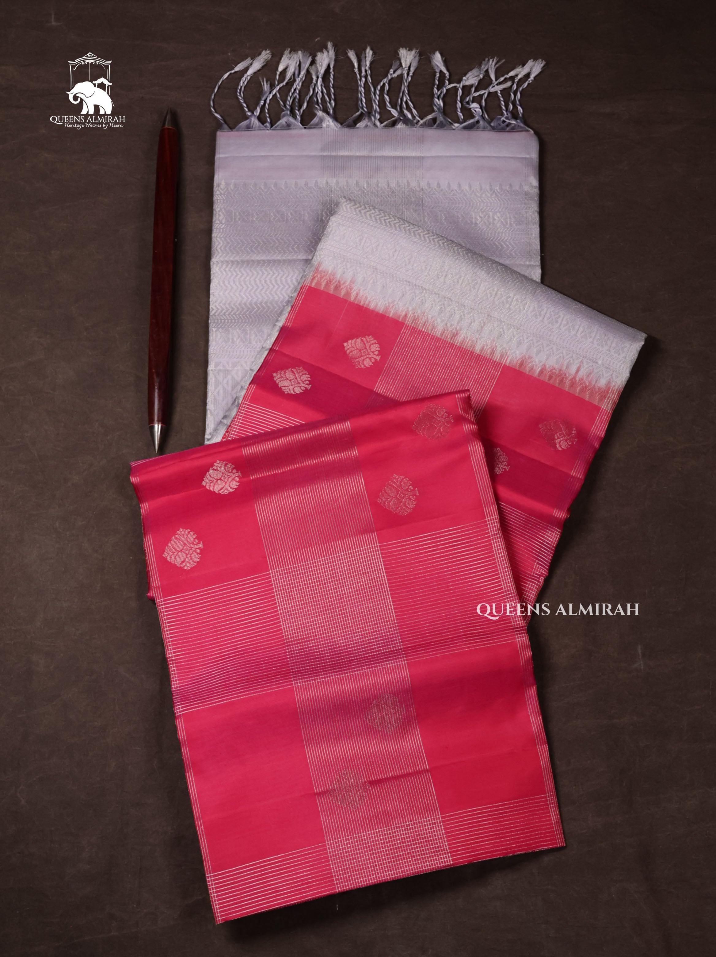 Fuchisa Pink Vairaoosi Kattam Pure Soft Silk Saree