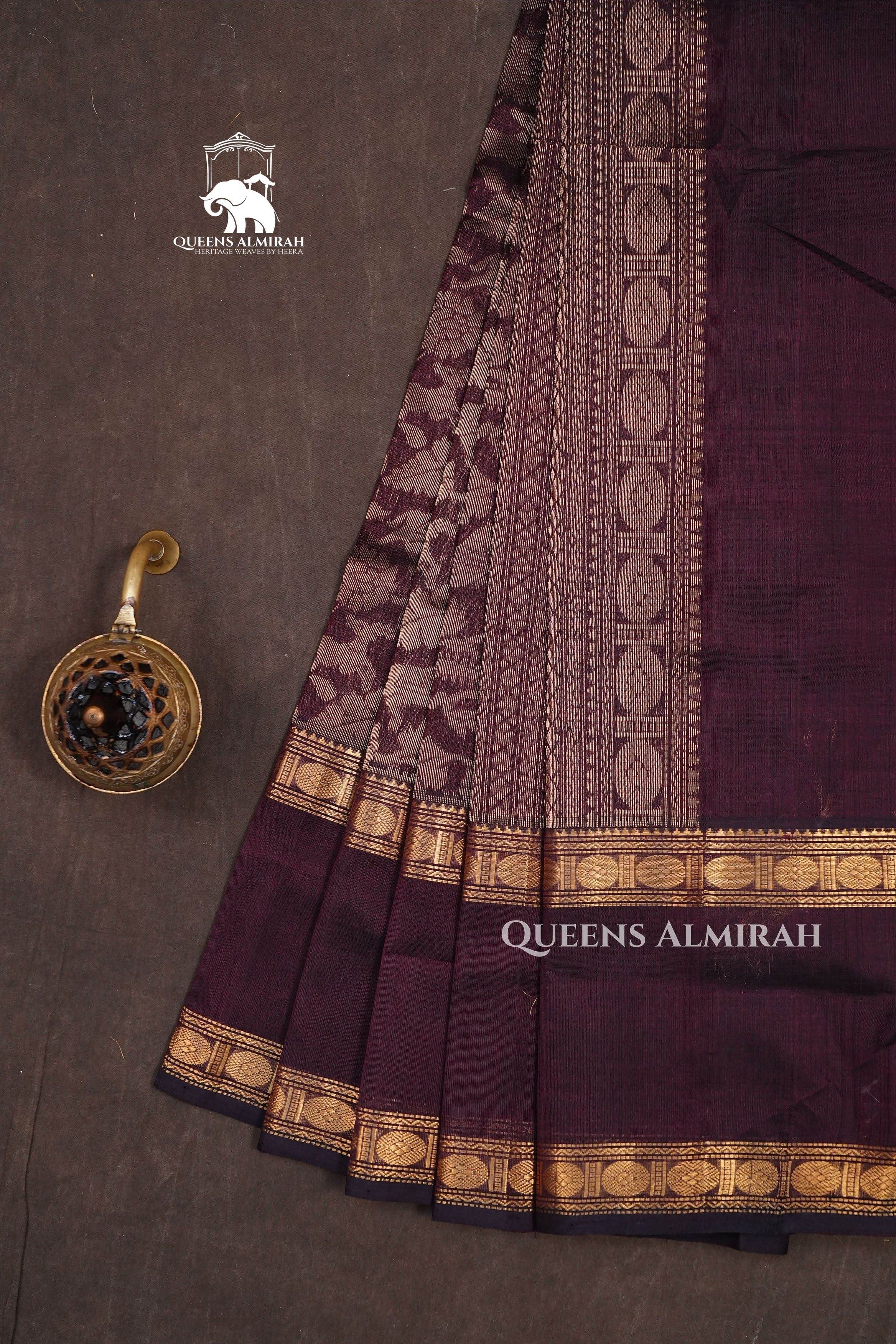 Chocolate Brown Vanasingaram Pure Kanchi Silk Cotton Saree