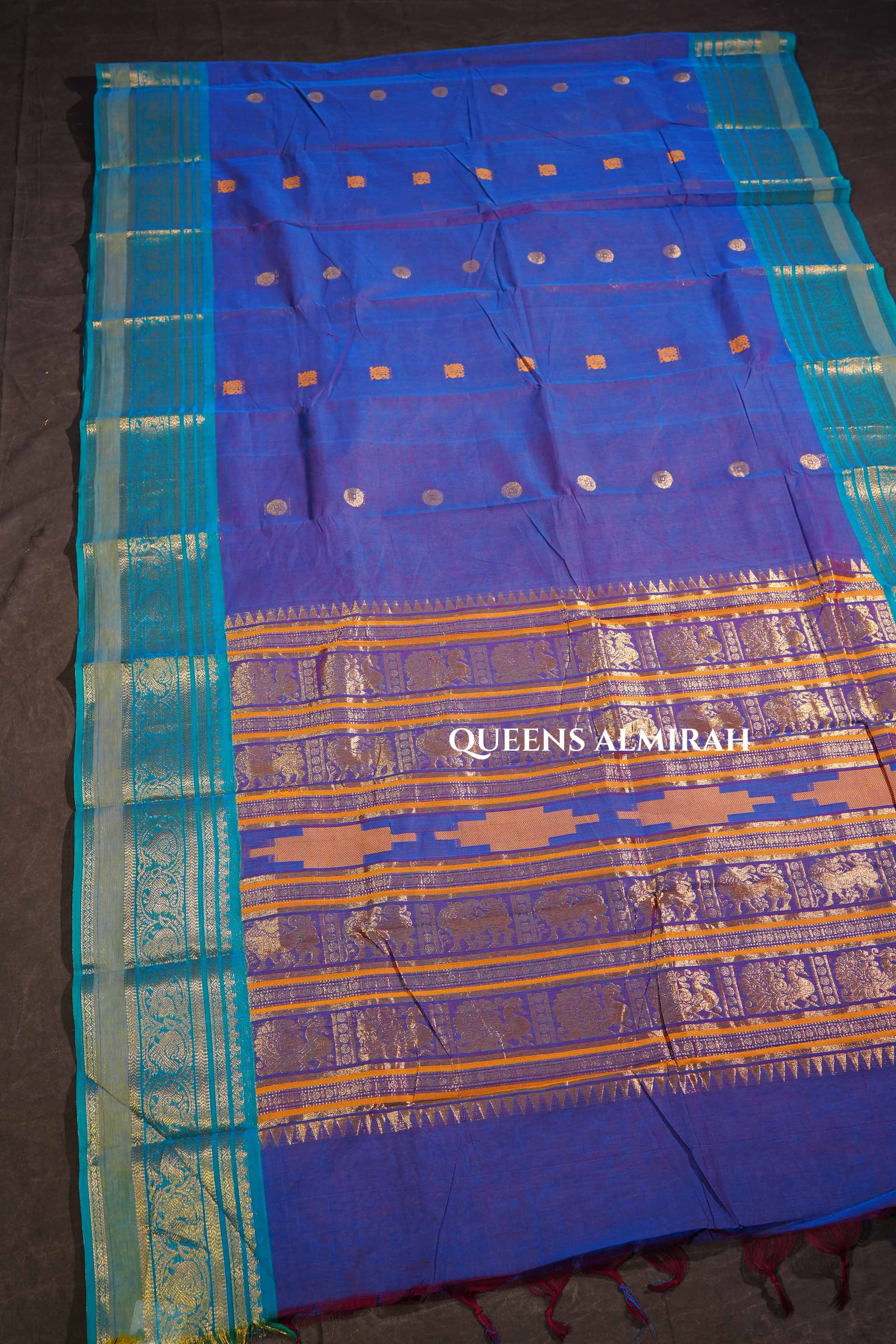 Purple With Blue  Kanchi Cotton Saree