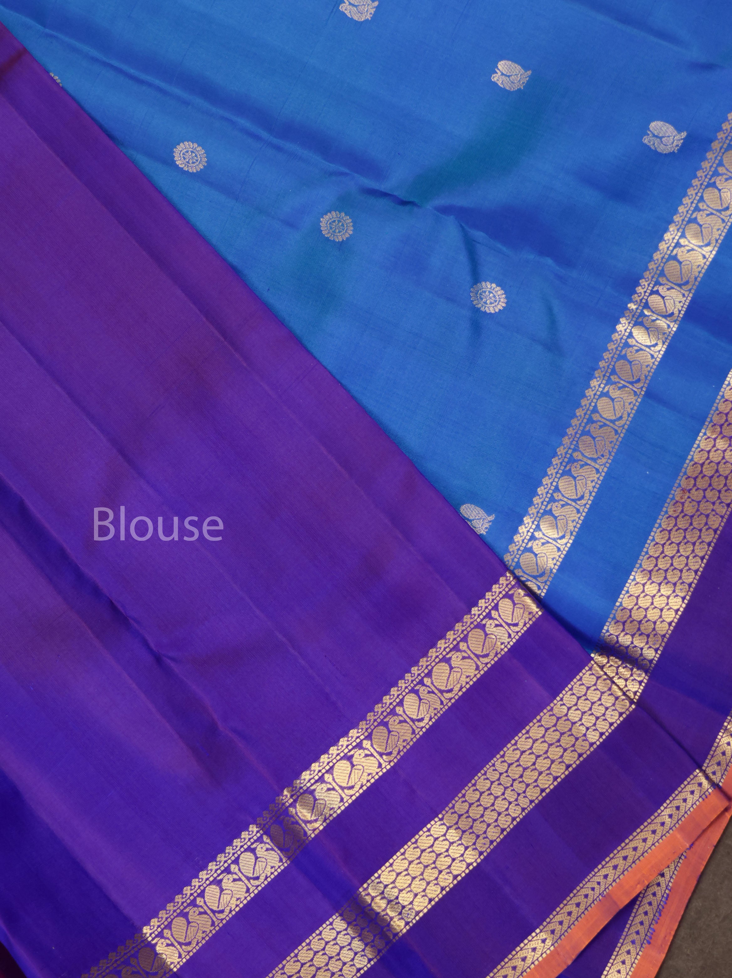 Blue With Violet Pure Kanchivaram Silk Saree