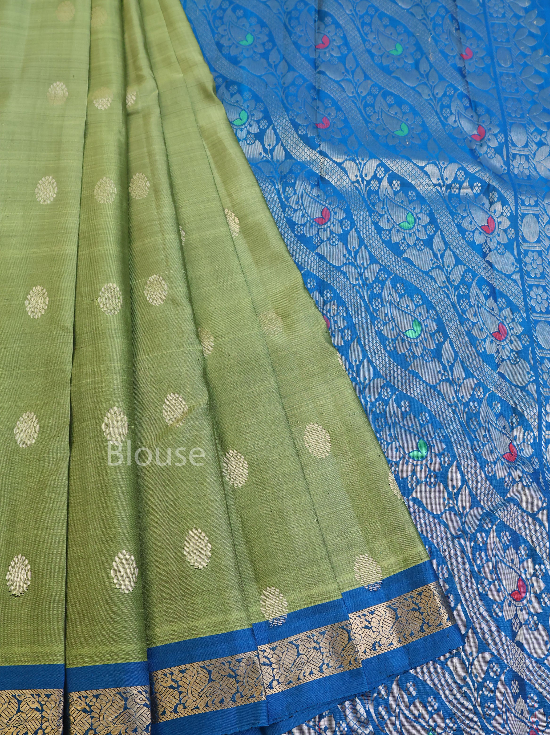 Green With Blue Budget Kanchivaram Silk Saree