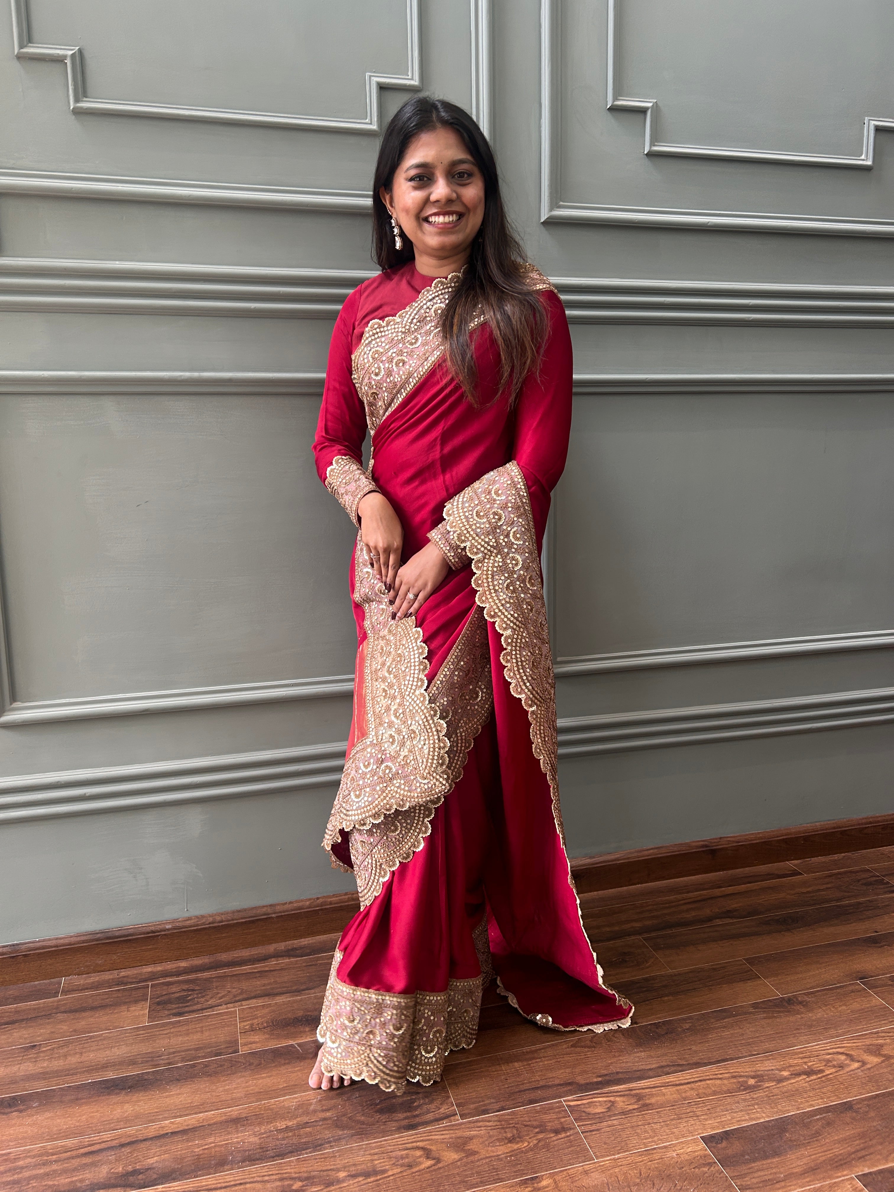 Sindoor Red designer Modal Silk Saree