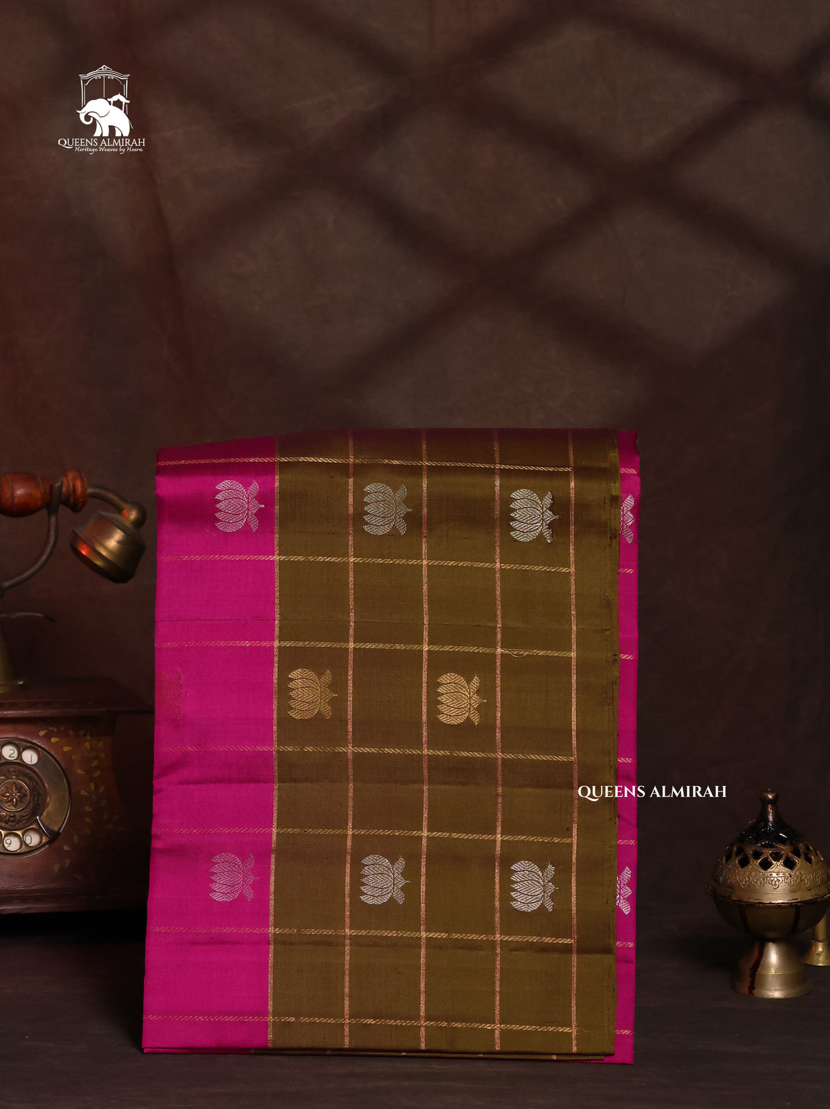 Pink With Algae Green Pure Soft Silk Saree